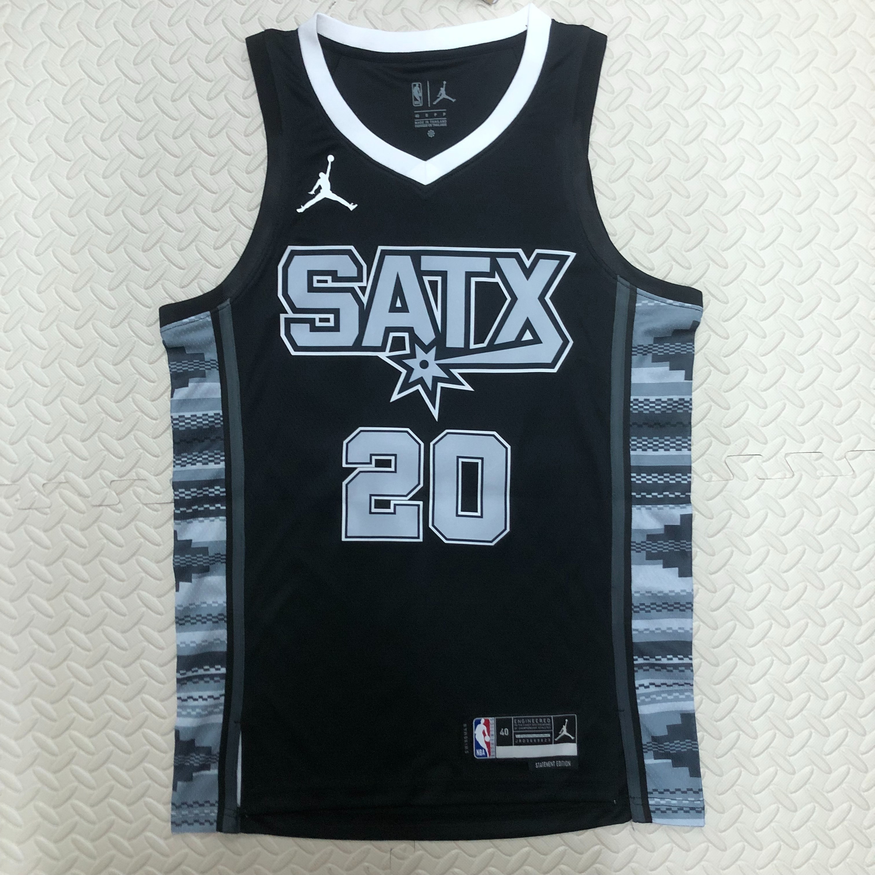 NBA Men Season 2023 San Antonio Spurs Black with Jordan Logo #20 GINOBILI Jersey High Quality Name and Number Print - leoleo123123