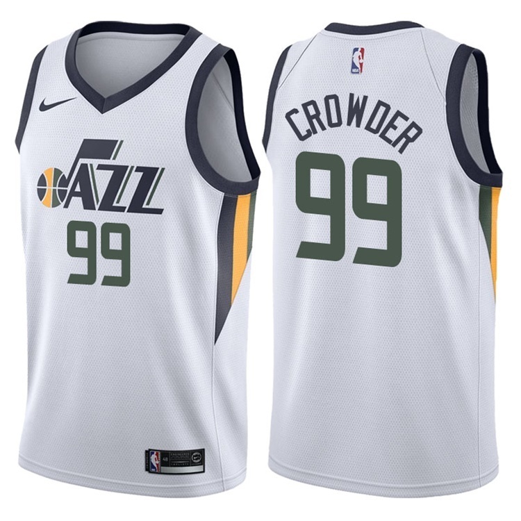 NBA Men Utah Jazz White #99 CROWDER Jersey High Quality Name and Number Print - leoleo123123