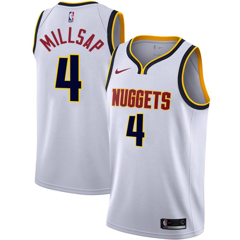NBA Men Denver Nuggets White #4 MILLSAP Jersey High Quality Name and Number Print - leoleo123123