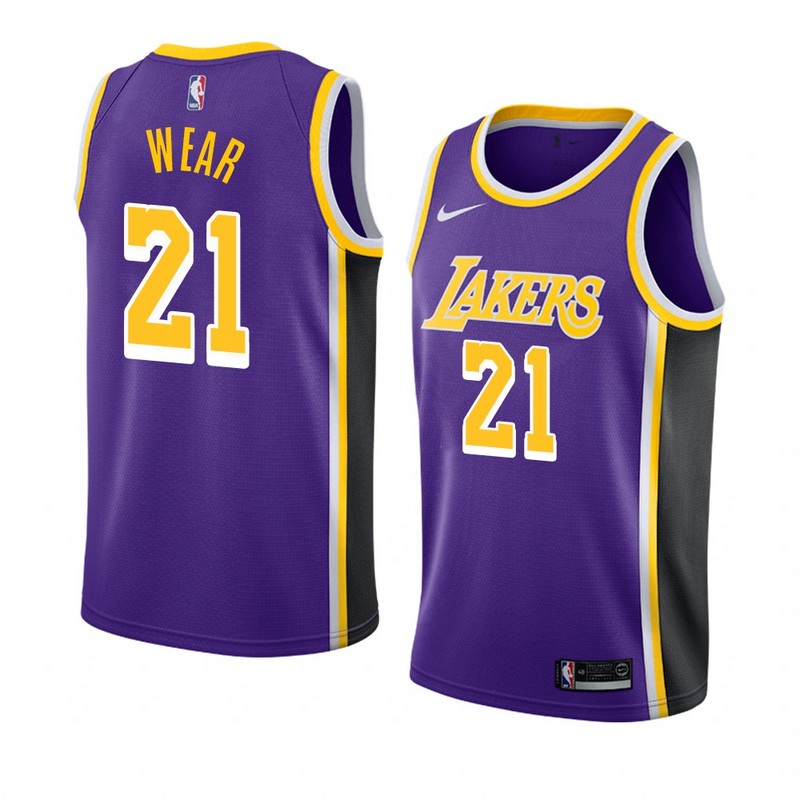 NBA Men Los Angeles Lakers Retro Purple #21 WEAR Round Neck Jersey High Quality Name and Number Print - leoleo123123