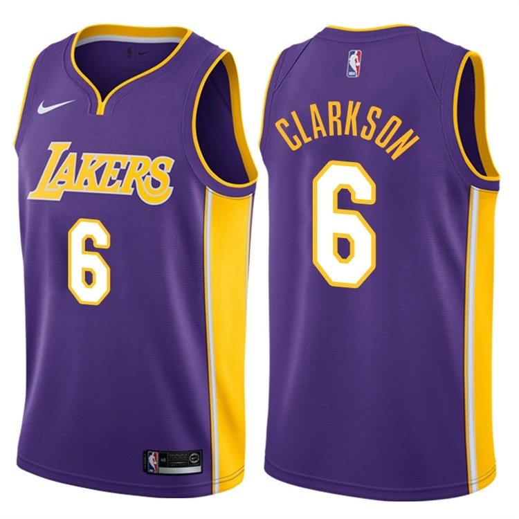 NBA Men Los Angeles Lakers Purple #6 CLARKSON V-neck Jersey High Quality Name and Number Print - leoleo123123
