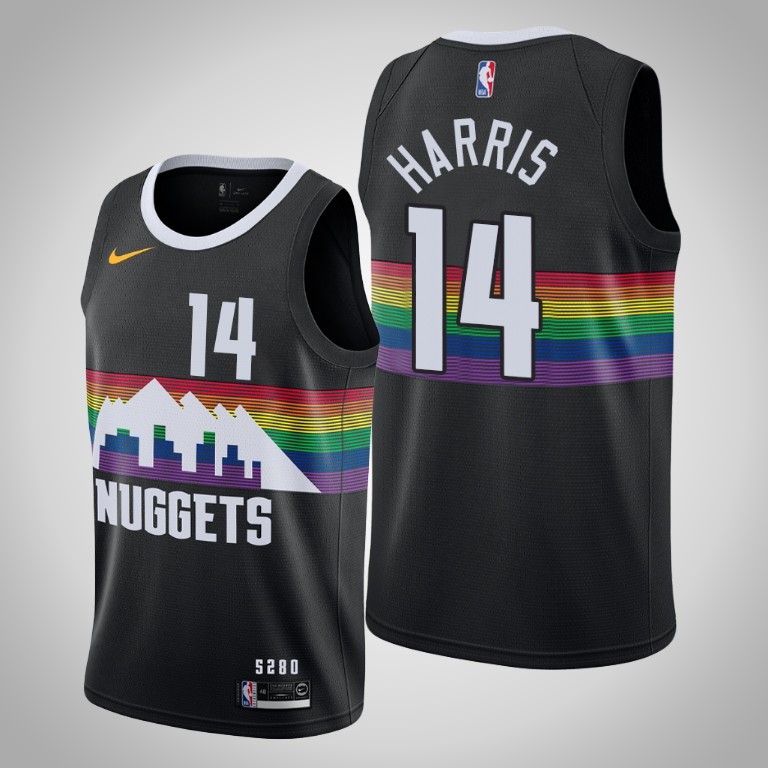 NBA Men Denver Nuggets Black City #14 HARRIS Jersey High Quality Name and Number Print - leoleo123123