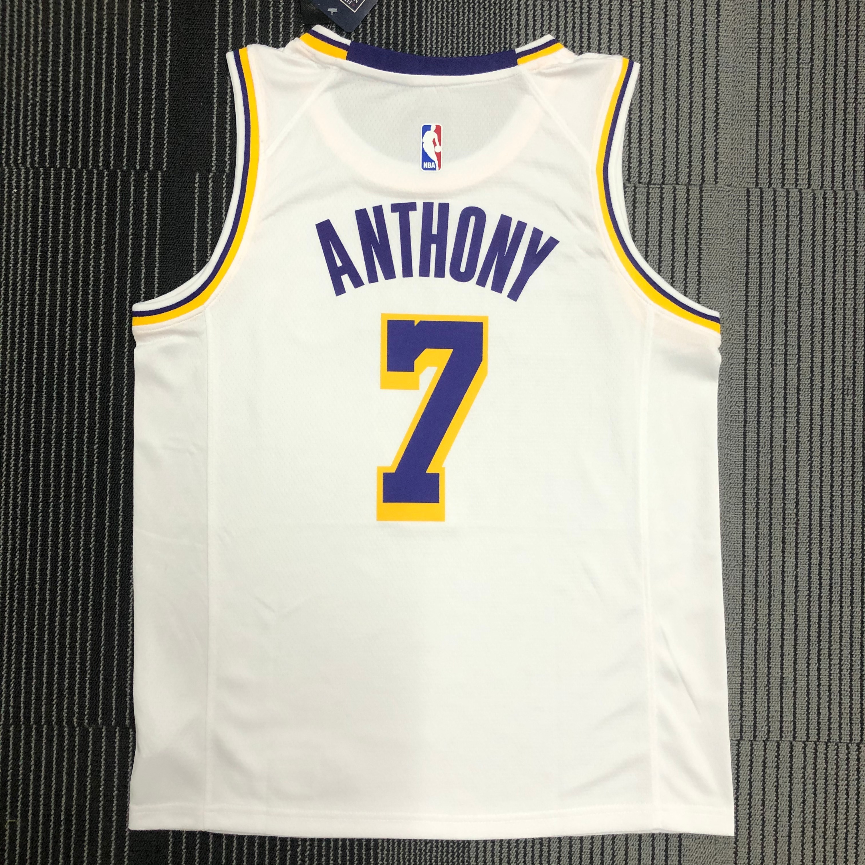NBA Men Los Angeles Lakers #7 ANTHONY Retro White Round Neck Jersey High Quality Name and Number Print - leoleo123123
