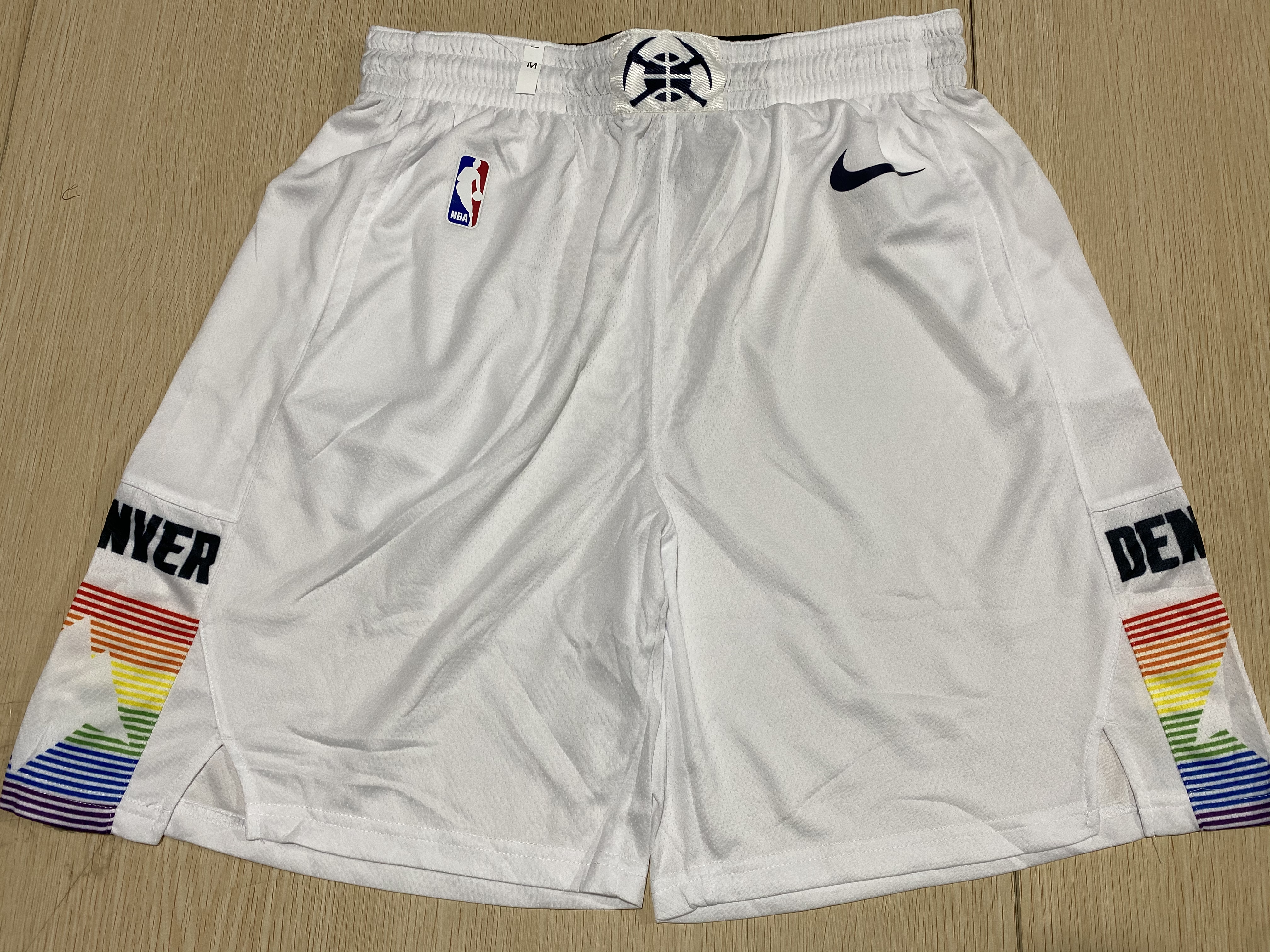 NBA Men Denver Nuggets White City Pant Short High Quality Name and Number Print - leoleo123123
