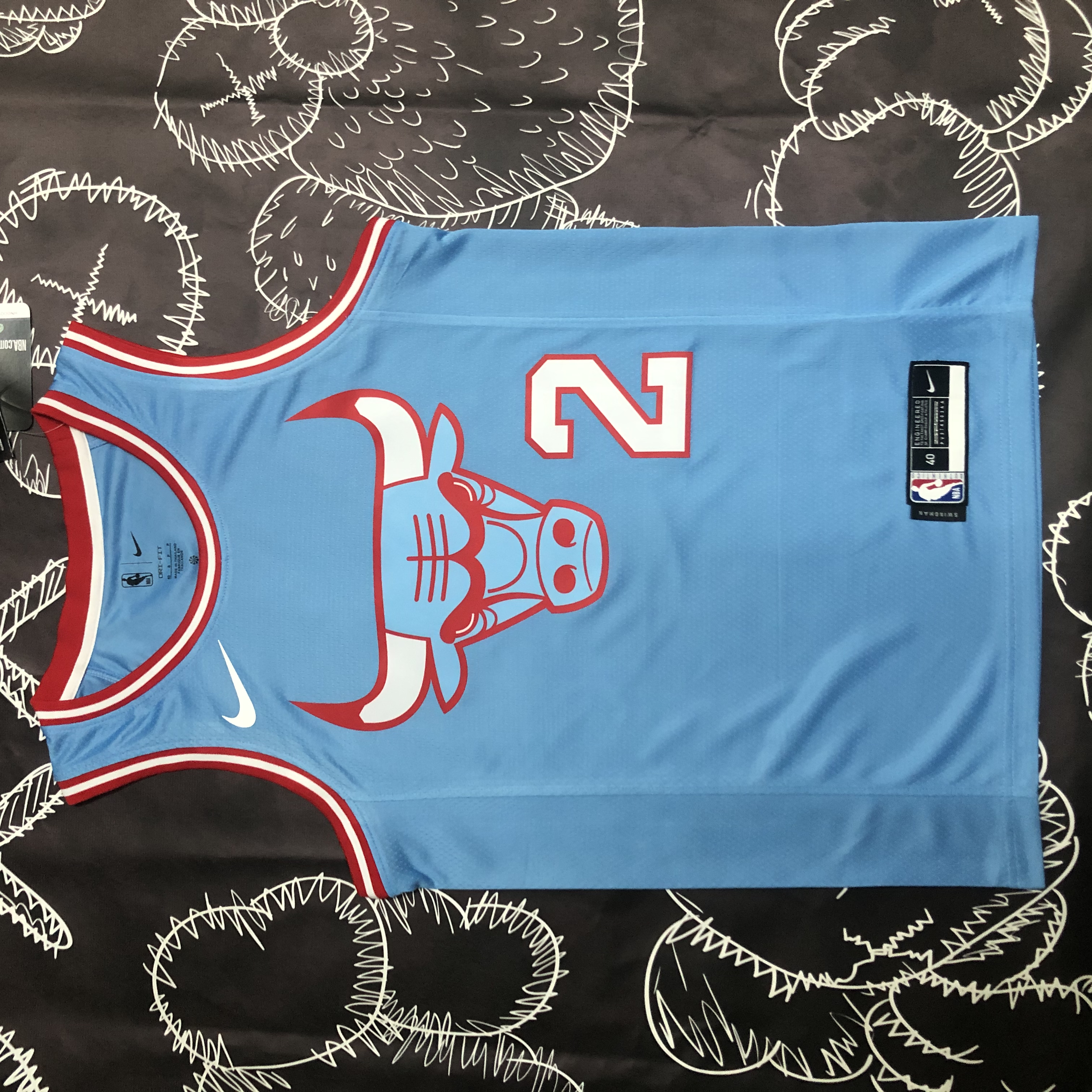 NBA Men Chicago Bulls Blue #2 BALL Jersey High Quality Name and Number Print - leoleo123123
