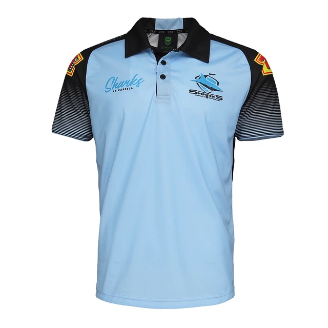 Rugby Season 2021 Cronulla Sharks Blue Rugby Polo High Quality - leoleo123123