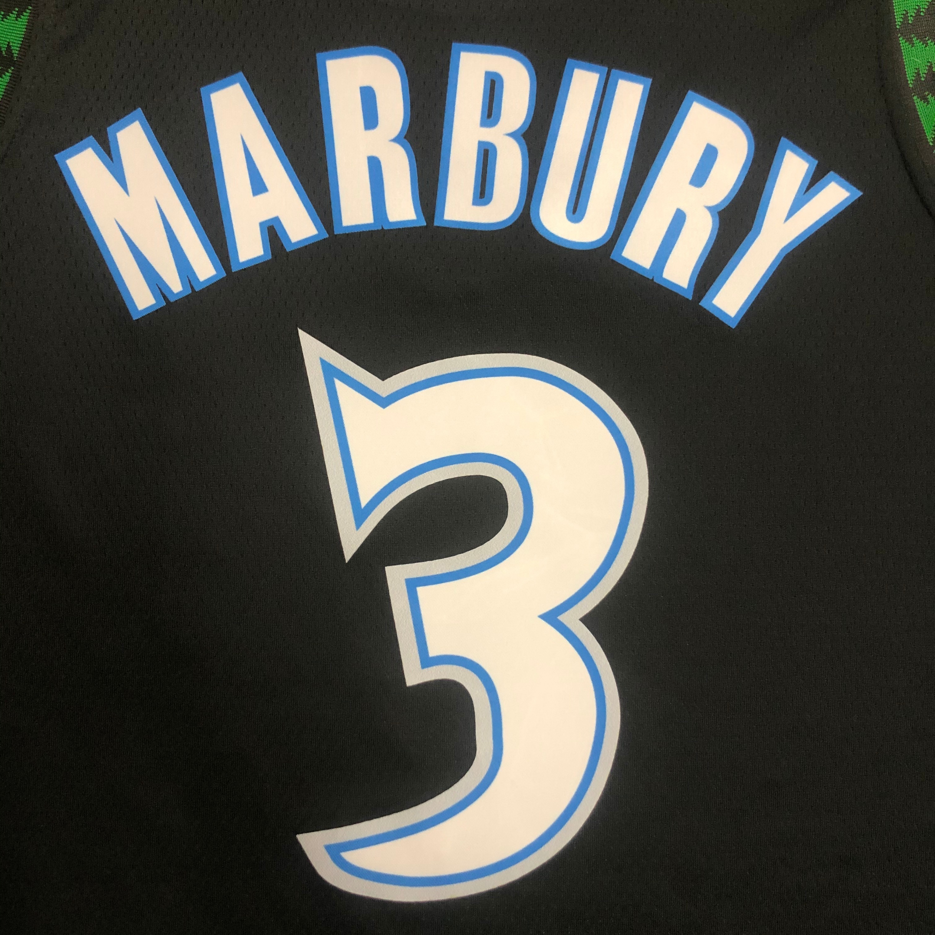 NBA Men Minnesota Timberwolves Retro Black #3 MARBURY Jersey High Quality Name and Number Print - leoleo123123