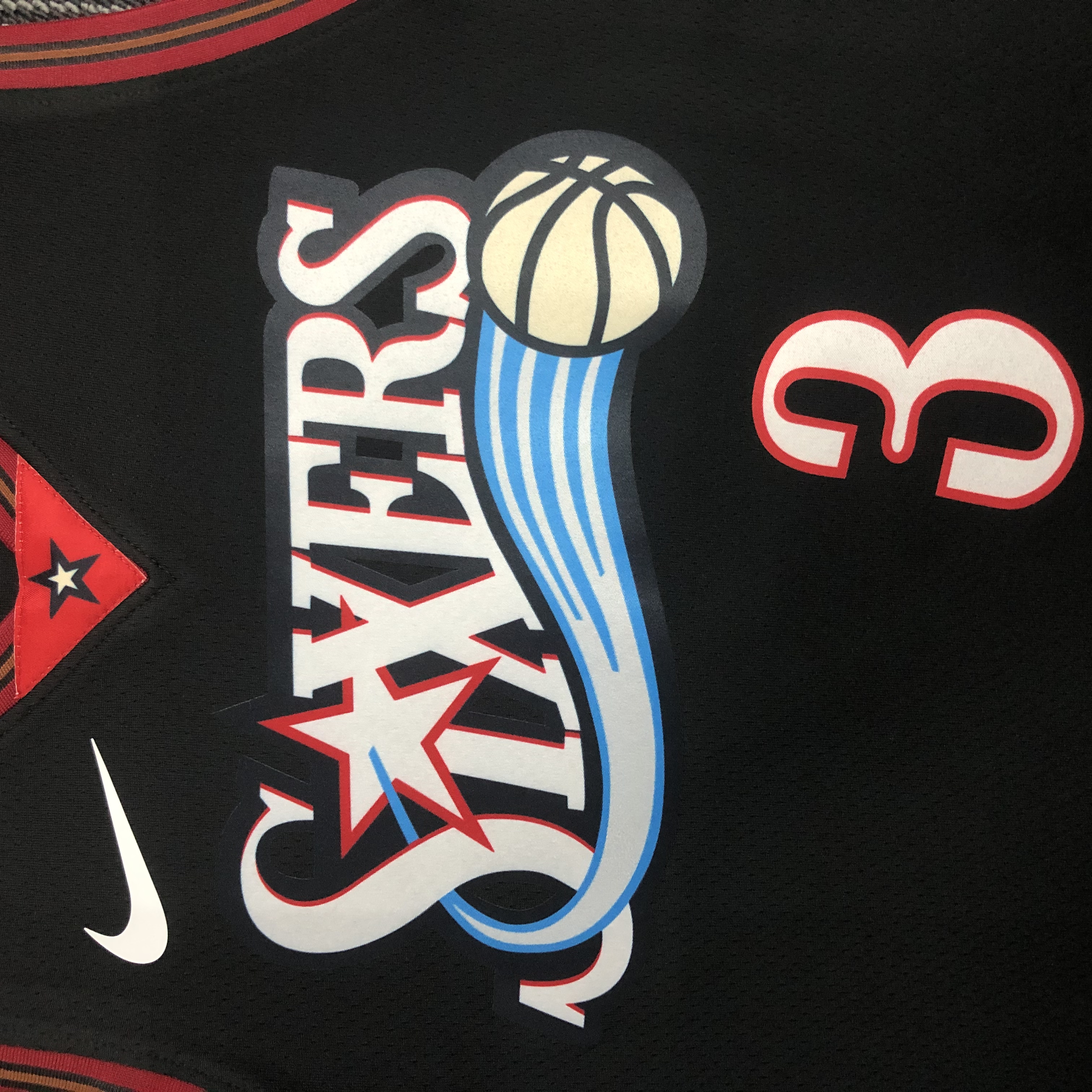 NBA Men Philadelphia 76ers Retro Black V-neck #3 IVERSON Jersey High Quality Name and Number Print - leoleo123123