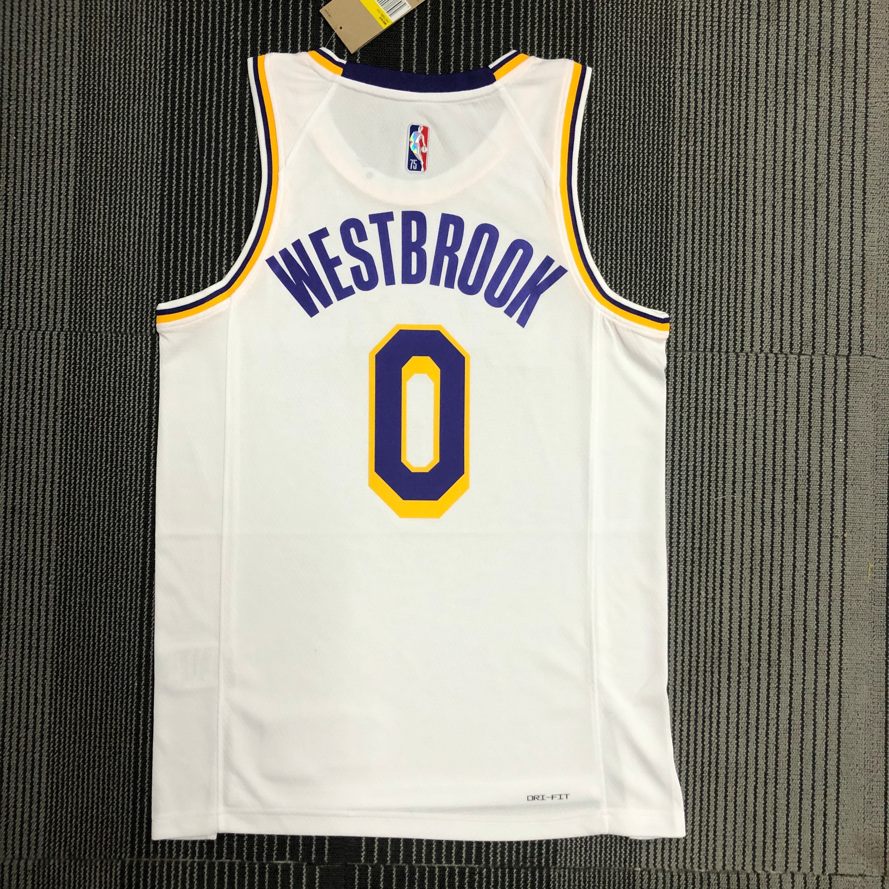NBA 75th Anniversary Los Angeles Lakers White Round Neck #0 WESTBROOK Jersey High Quality Name and Number Print - leoleo123123