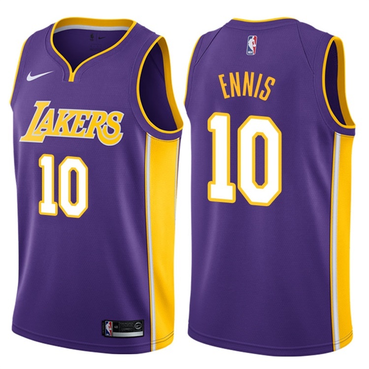 NBA Men Los Angeles Lakers Purple #10 ENNIS. V-neck Jersey High Quality Name and Number Print - leoleo123123