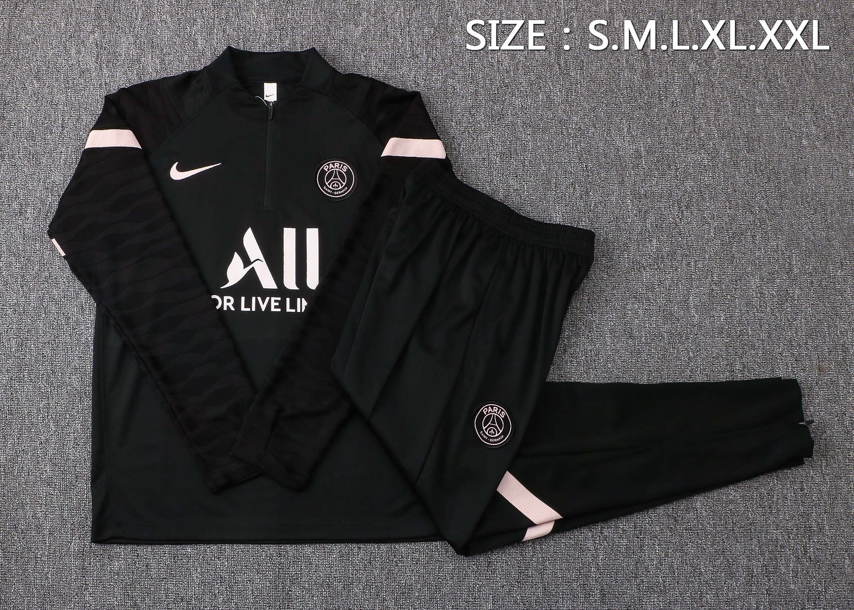 21-22 PSG Black Sweater Tracksuit Thai Quality - leoleo123123