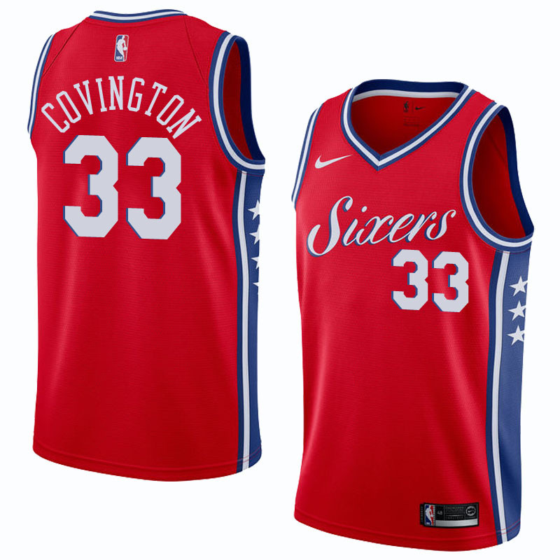 NBA Men Philadelphia 76ers Red #33 COVINGTON Jersey High Quality Name and Number Print - leoleo123123