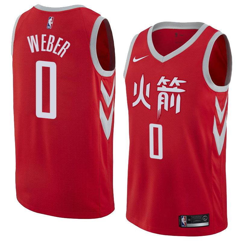 NBA Men Houston Rockets Red Jersey Chinese Version #0 WEBER High Quality Name and Number Print - leoleo123123