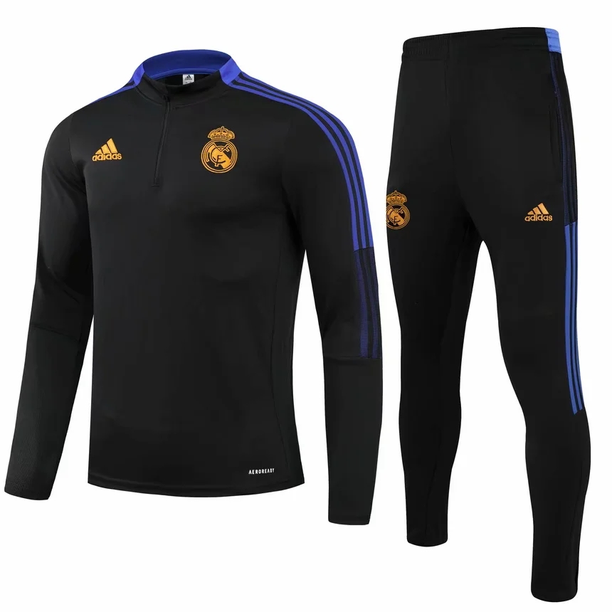 21-22 Real Madrid Black Sweater Tracksuit Thai Quality - leoleo123123
