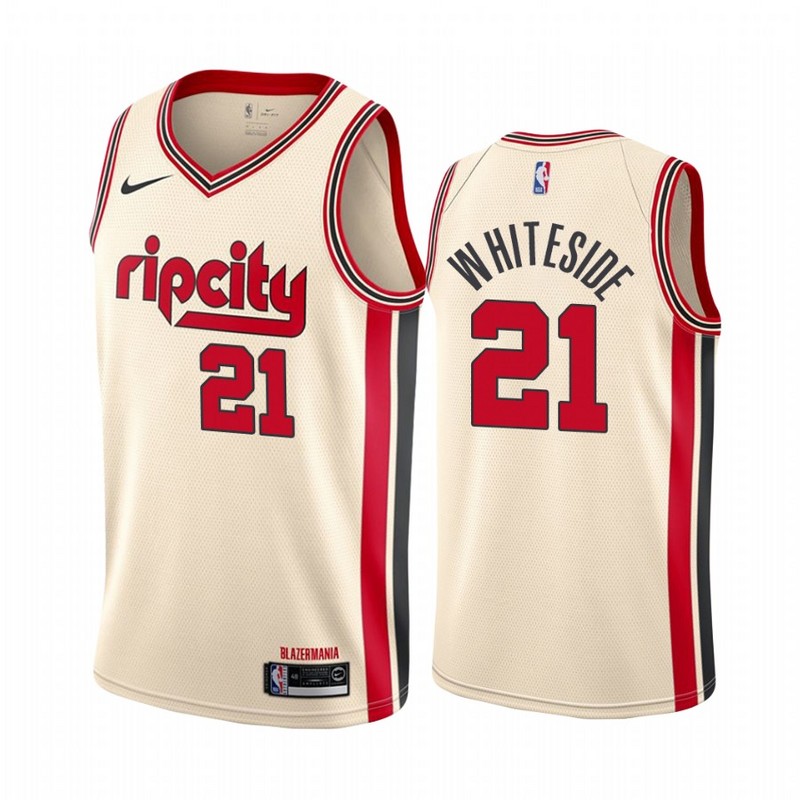 NBA Portland Trail Blazers Beige #21 WHITESIDE Jersey High Quality Name and Number Print - leoleo123123