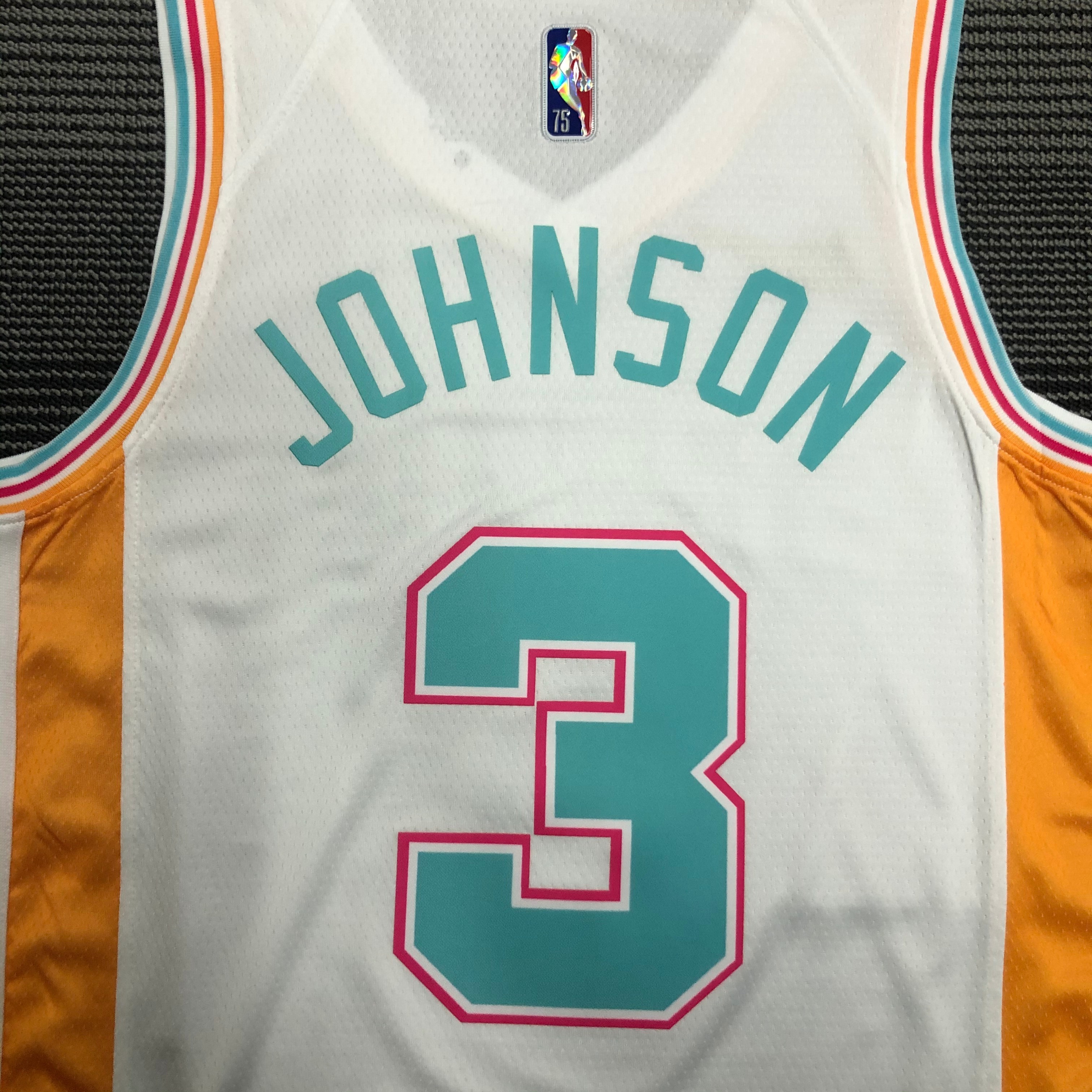NBA Men 75th Anniversary Season 2022 San Antonio Spurs White #3 JOHNSON Jersey High Quality Name and Number Print - leoleo123123