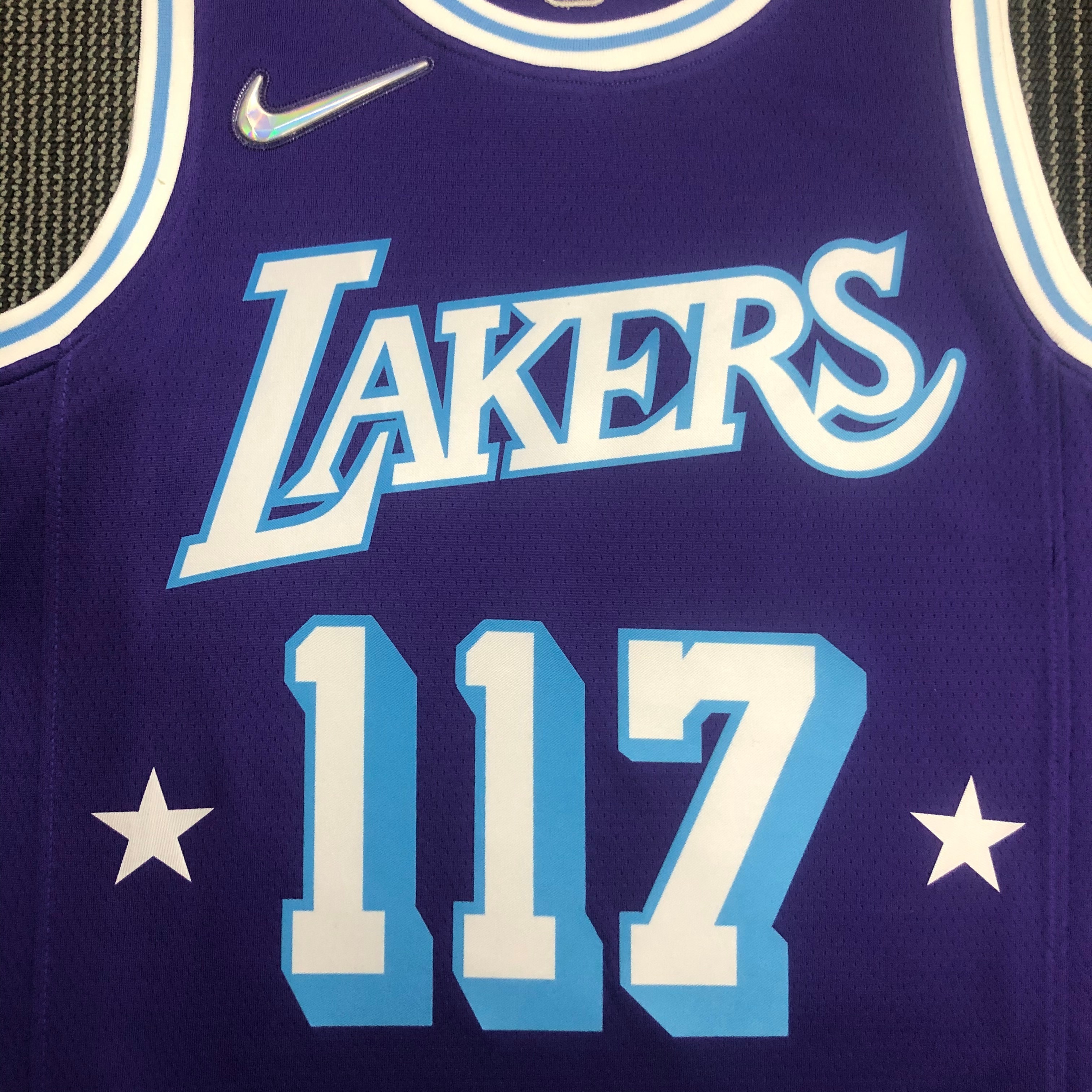 NBA Season 2022 75th Anniversary X-BOX Los Angeles Lakers Purple Round Neck #117 Jersey High Quality Name and Number Print - leoleo123123