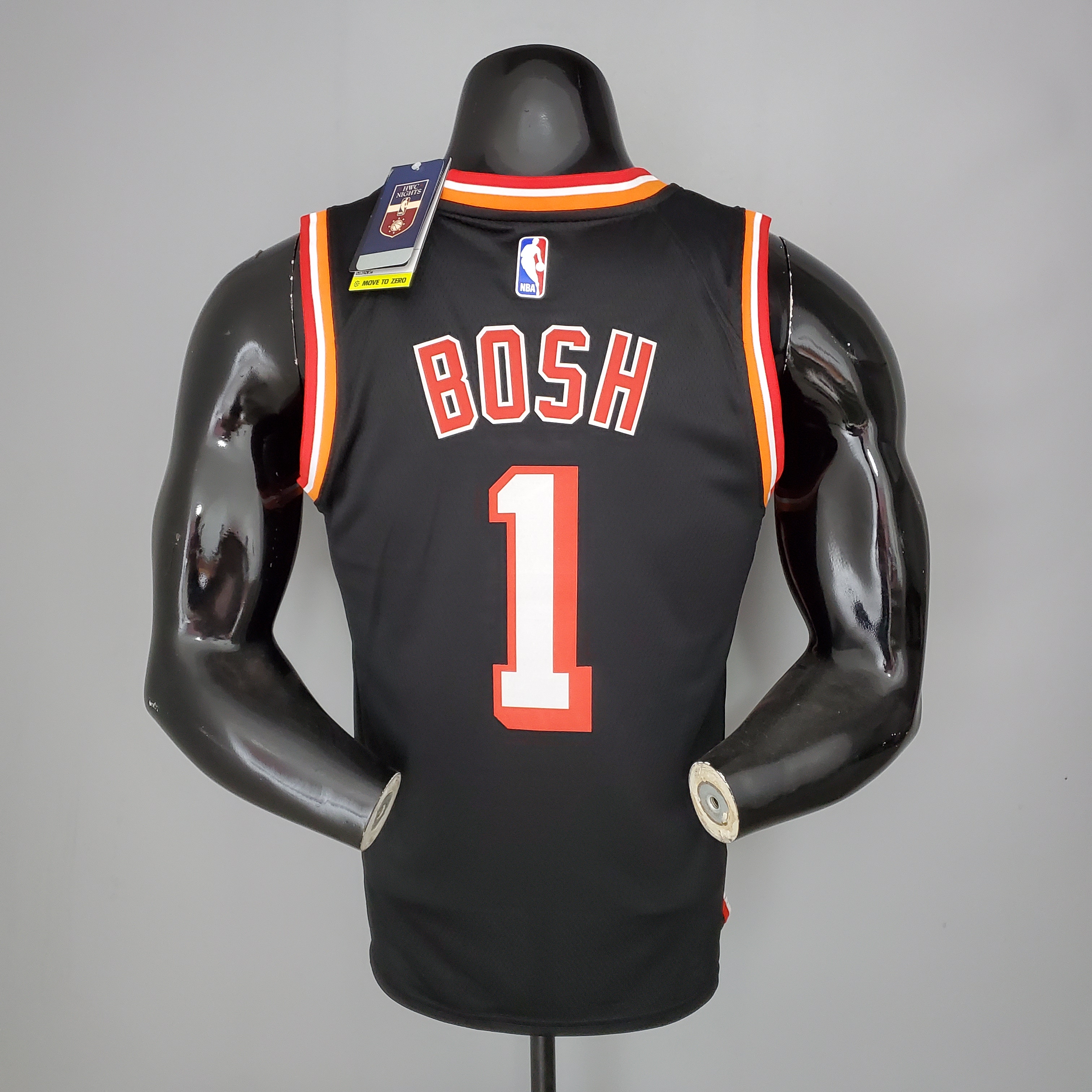 NBA Men Season 2018 Miami Heat Black #1 BOSH Jersey High Quality Name and Number Print - leoleo123123