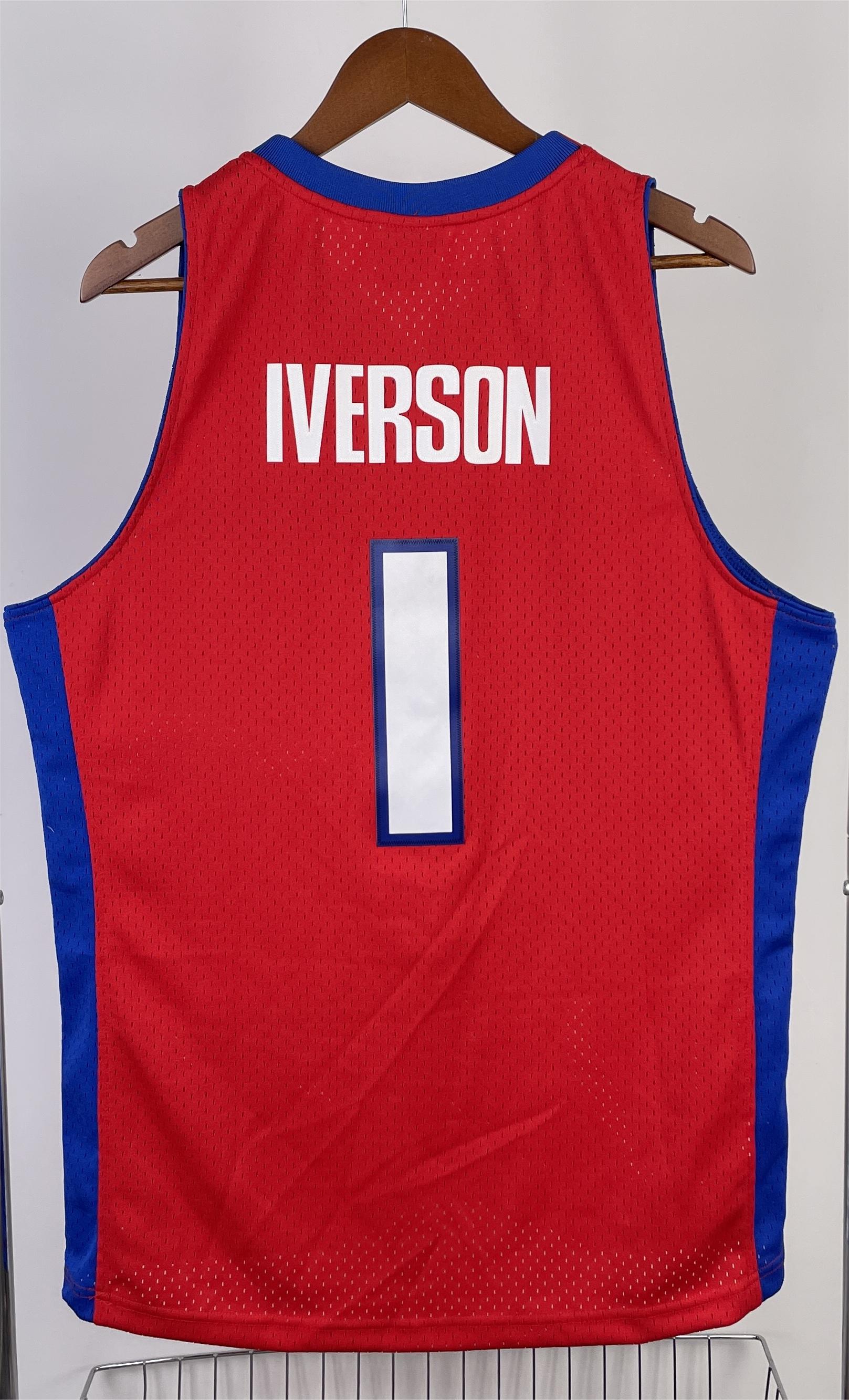 NBA Season 08-09 Detroit Pistons Red #1 IVERSON Classic Swingman Jersey - leoleo123123