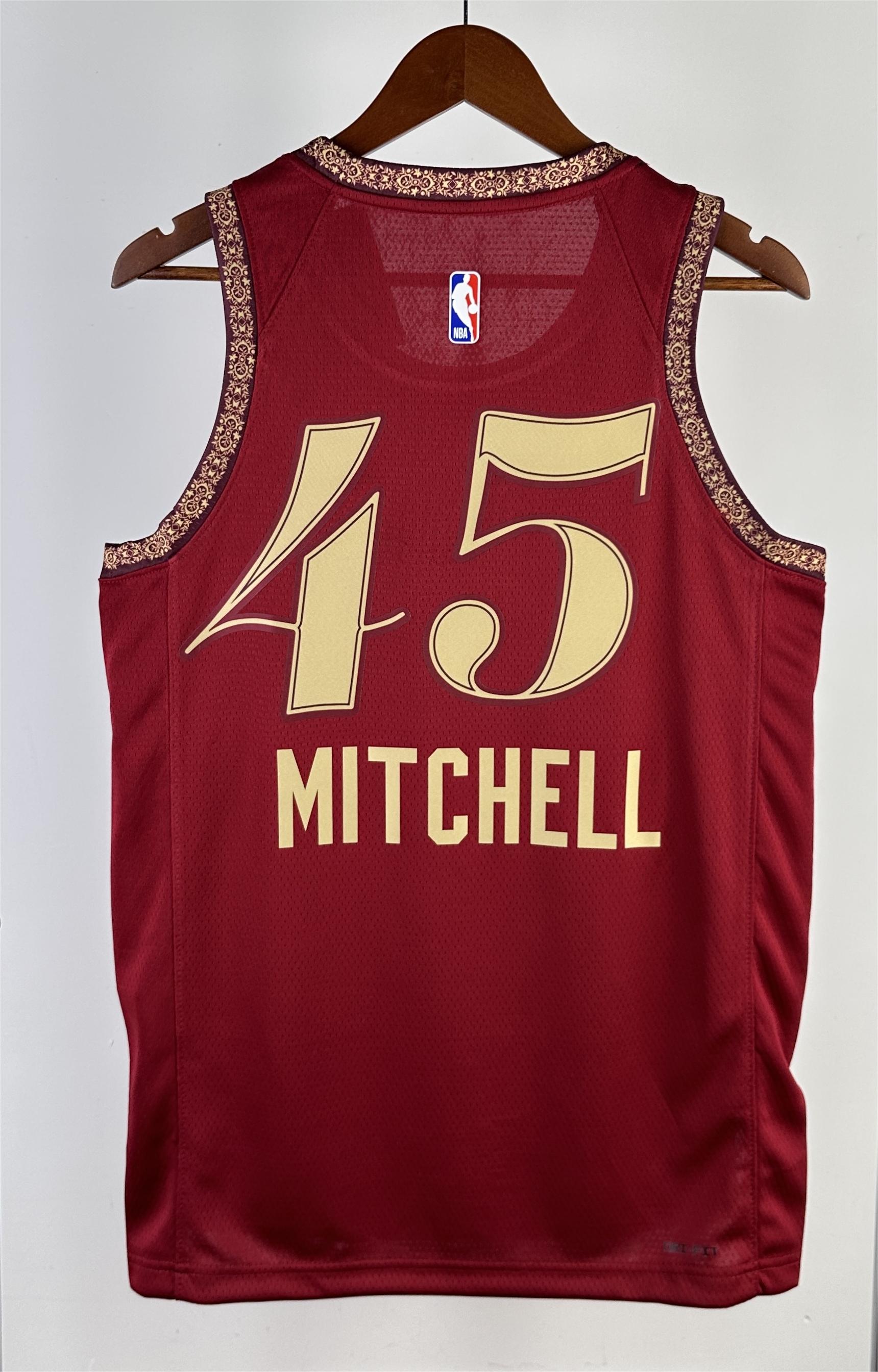 NBA 2024 Men Cleveland Cavaliers City Edition Red #45 MITCHELL Jersey High Quality Name and Number Print - leoleo123123