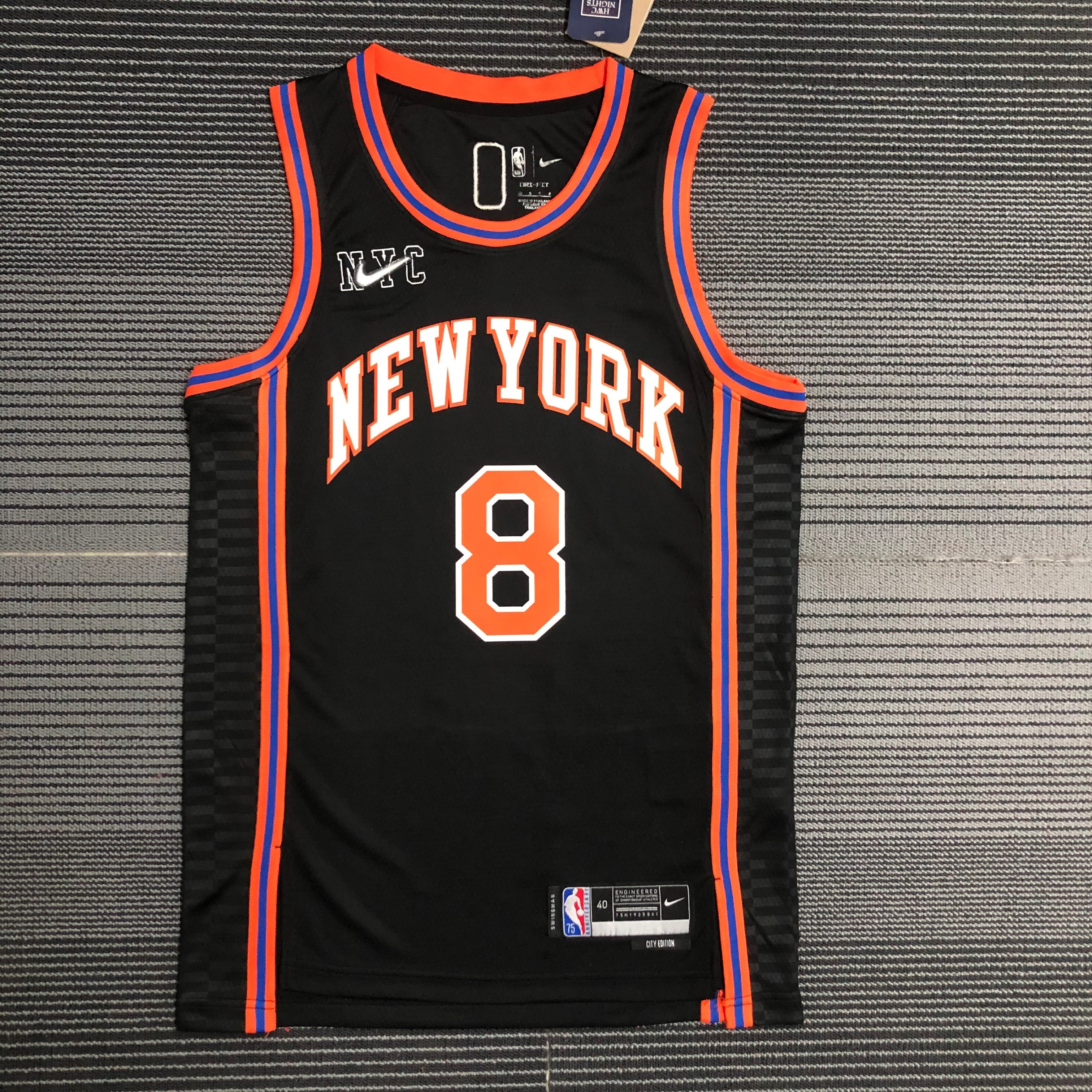NBA Men 75th Anniversary Season 2022 New York Knicks Black #8 WALKER Jersey High Quality Name and Number Print - leoleo123123