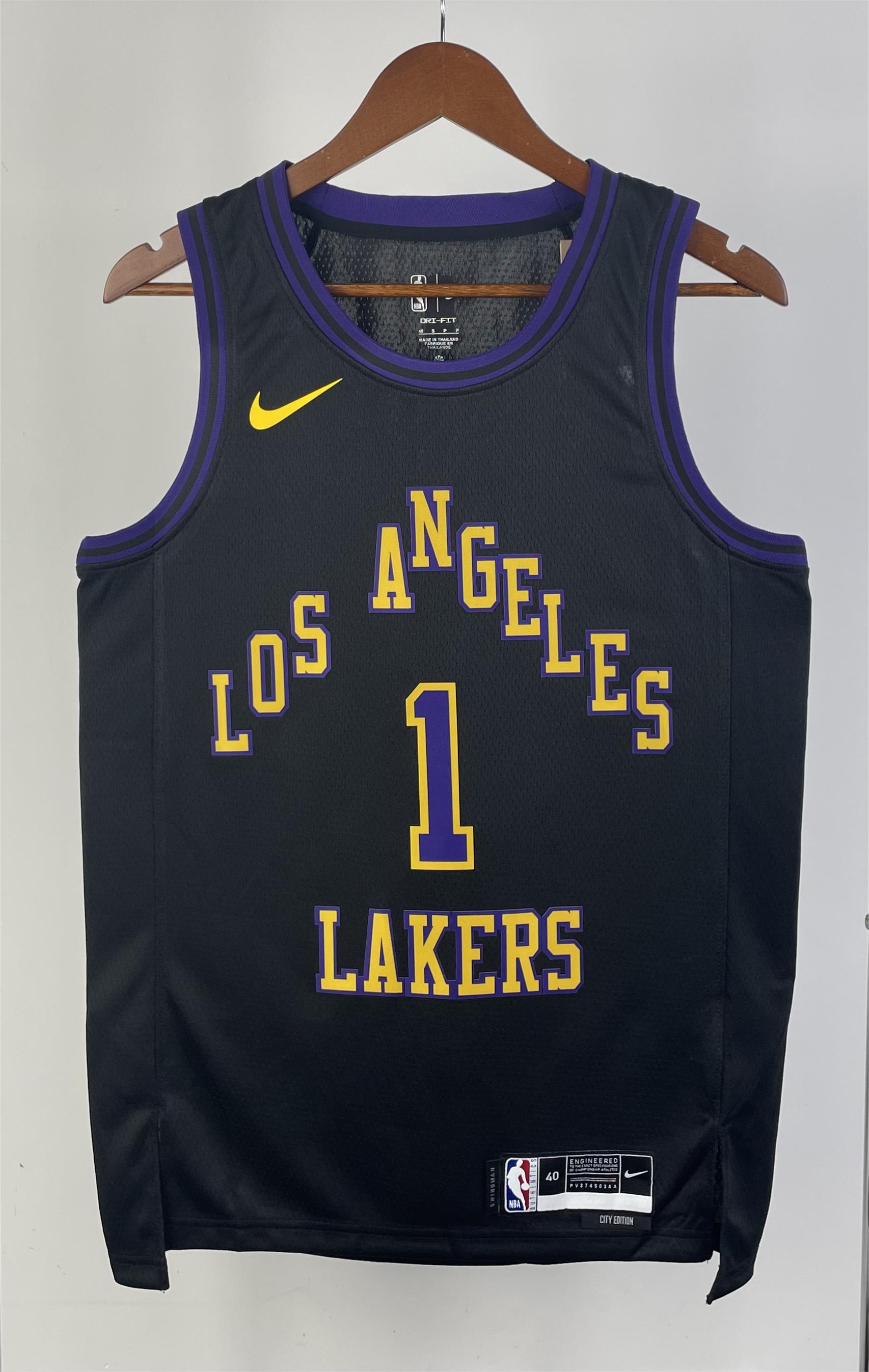 NBA Men 2024 Los Angeles Lakers Black City Version #1 RUSSELL Jersey High Quality Name and Number Print - leoleo123123