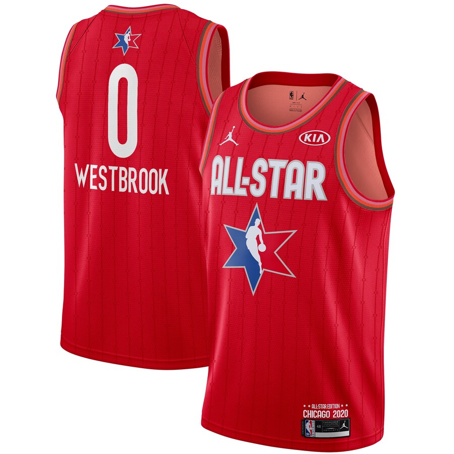 NBA Men 2020 All Star Jerseys Red #0 WESTBROOK Jersey High Quality Name and Number Print - leoleo123123