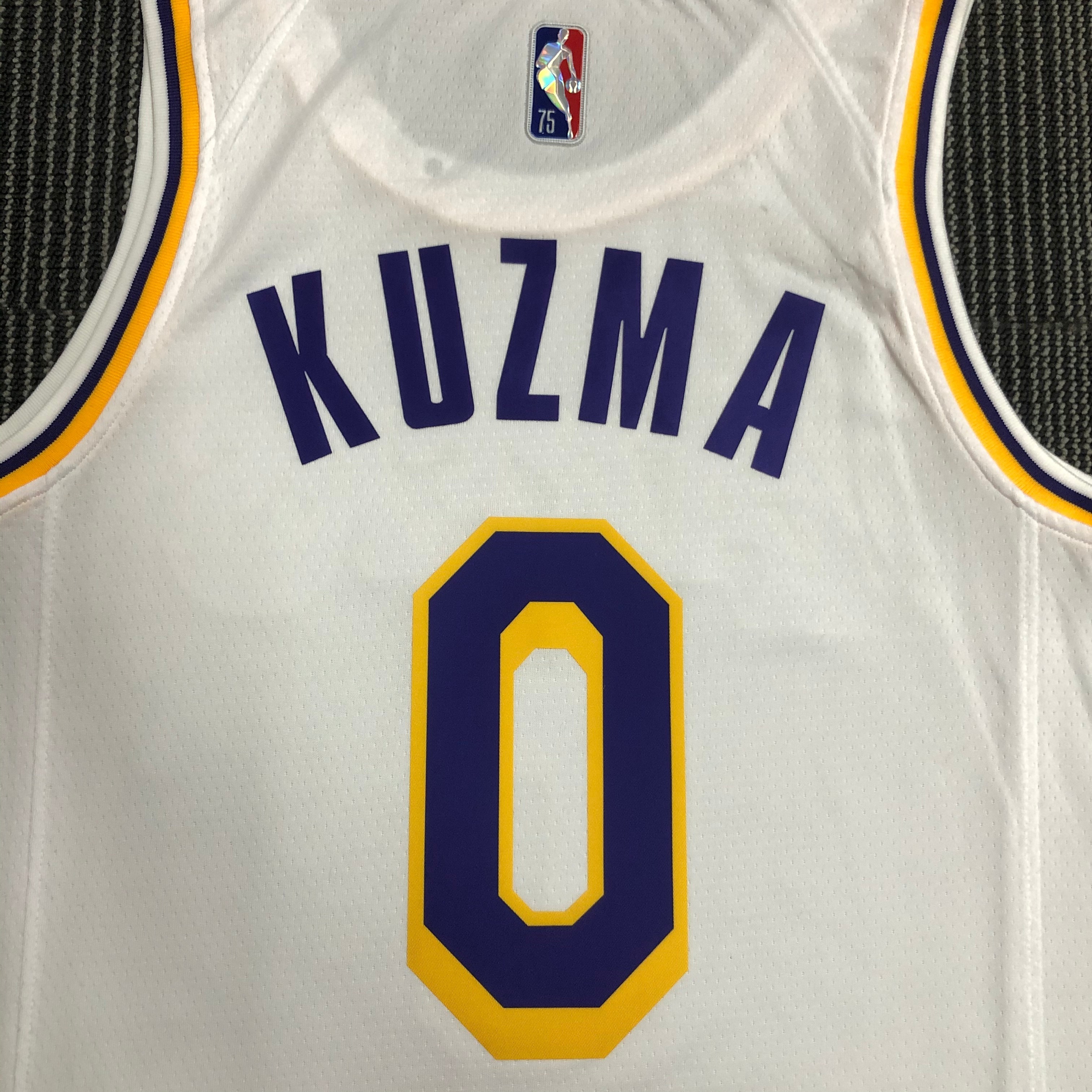 NBA 75th Anniversary Los Angeles Lakers White Round Neck #0 KUZMA Jersey High Quality Name and Number Print - leoleo123123