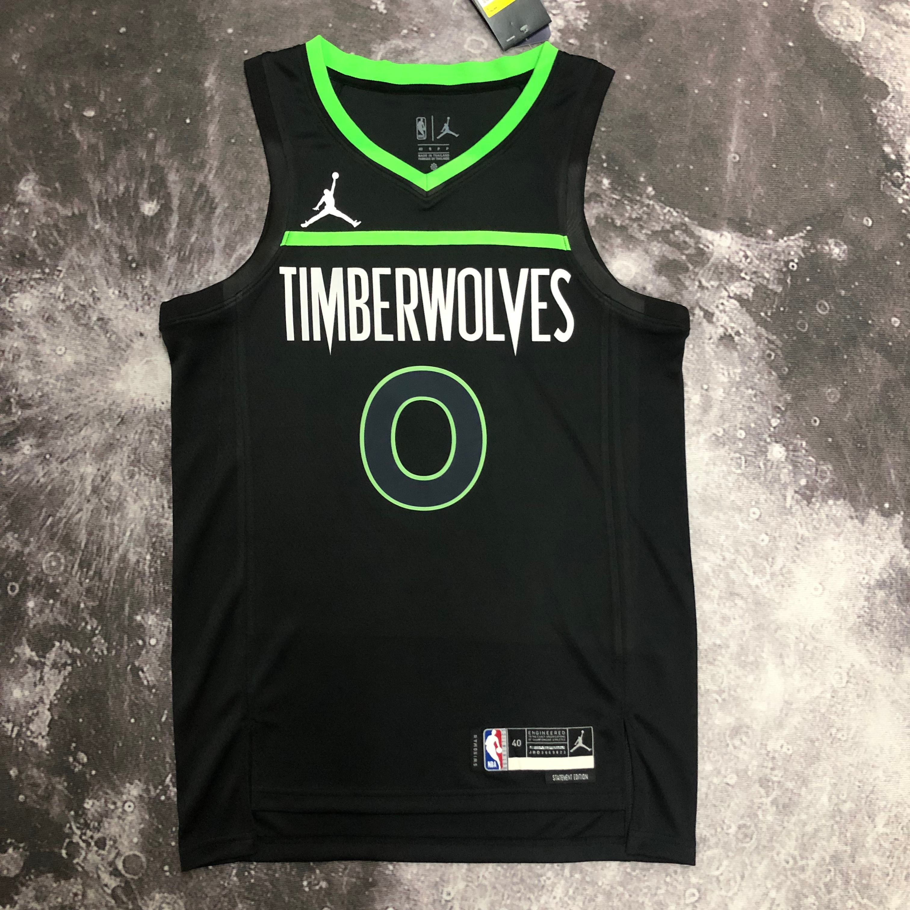 NBA Men Season 2023 Minnesota Timberwolves Black with Jordan Logo #0 RUSSELL Jersey High Quality Name and Number Print - leoleo123123