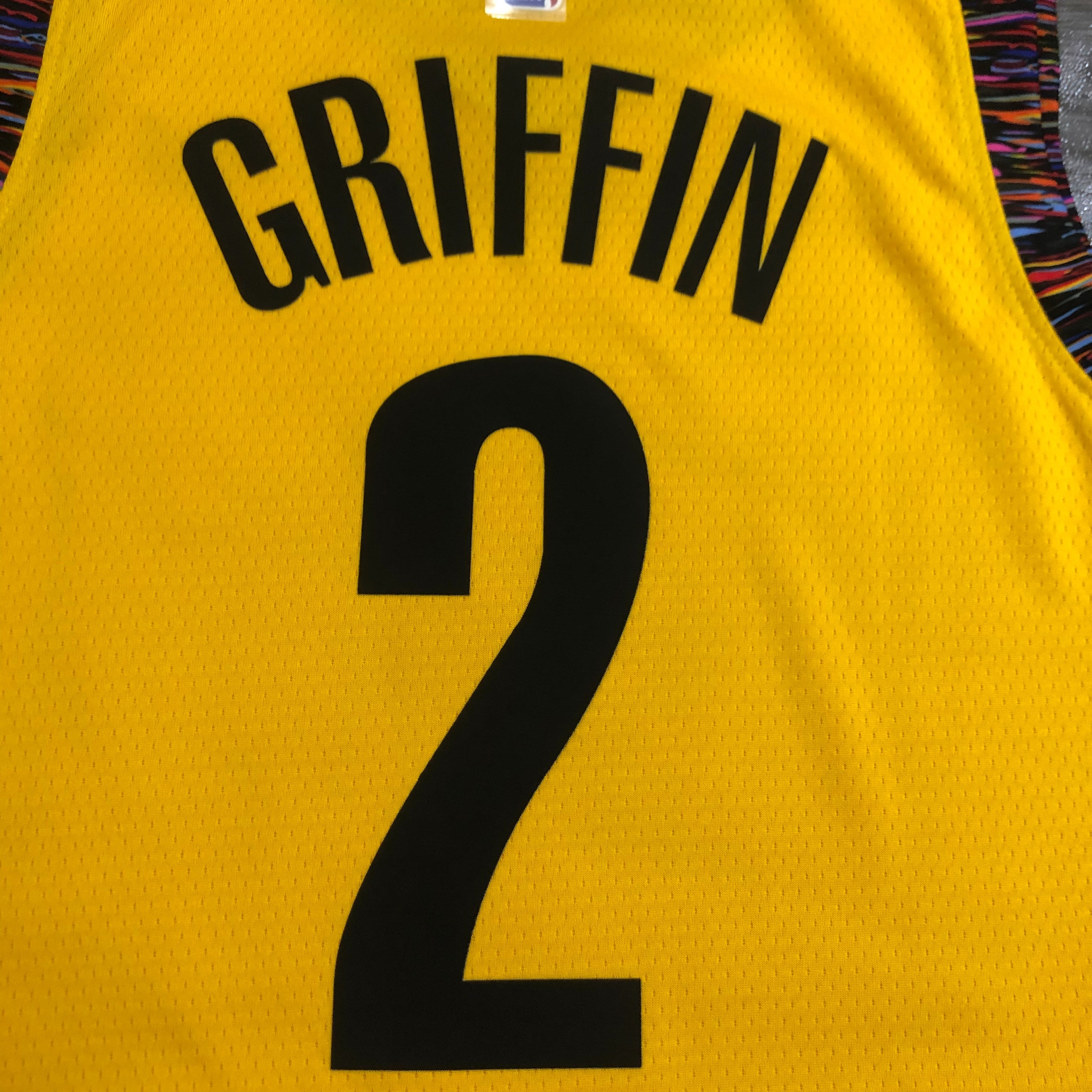 NBA Men Brooklyn Nets Yellow #2 GRIFFIN Jersey High Quality Name and Number Print - leoleo123123