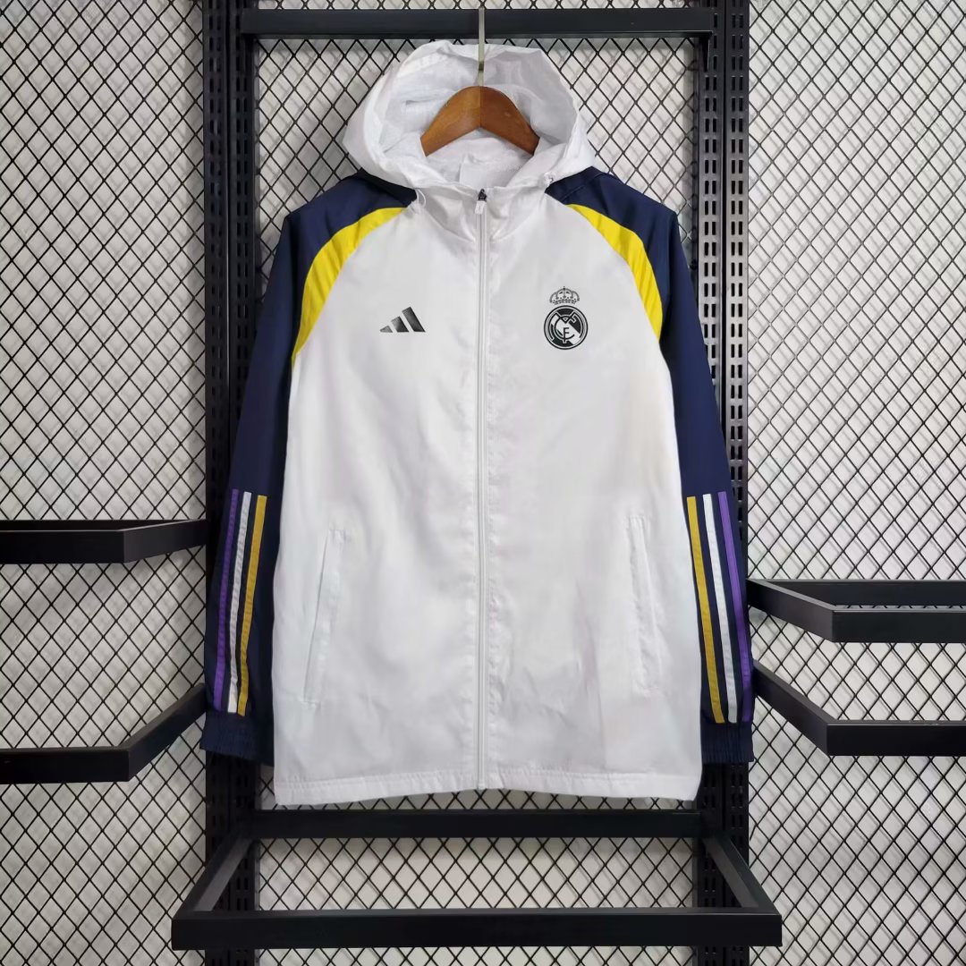 23/24 Real Madrid White Windbreaker Jacket Thai Quality - leoleo123123