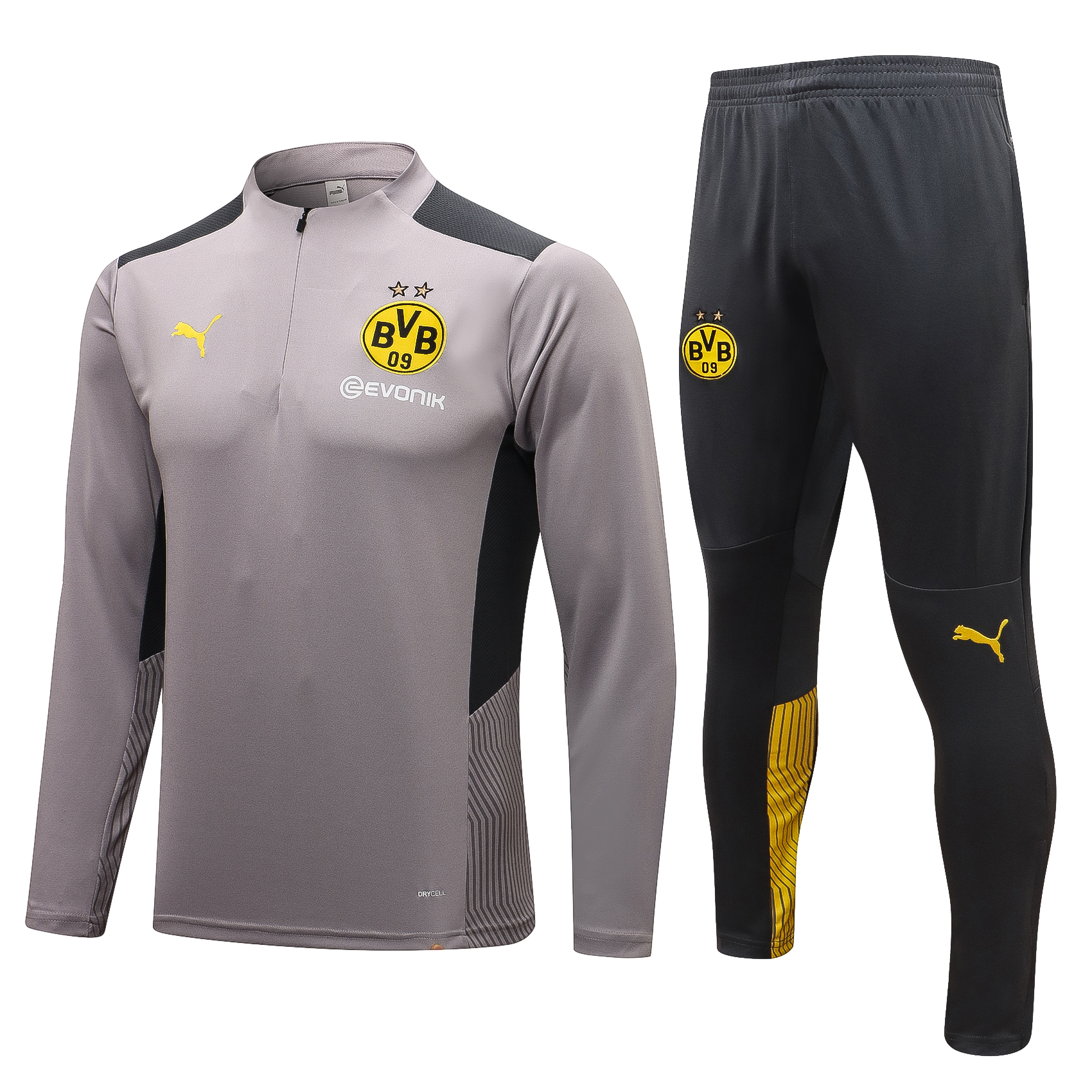 21/22 Dortmund Grey with Zipper Sweater Tracksuit Thai Quality - leoleo123123