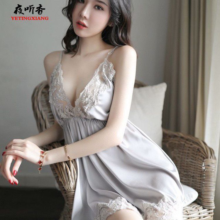 夜听香新款情趣内衣 女式蕾丝性感内衣刺绣睡裙 露胸诱惑睡衣套装 - leoleo123123