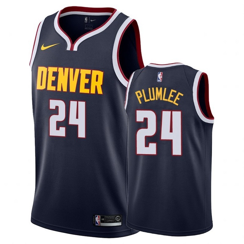 NBA Men Denver Nuggets Dark Blue #24 PLUMLEE Jersey High Quality Name and Number Print - leoleo123123