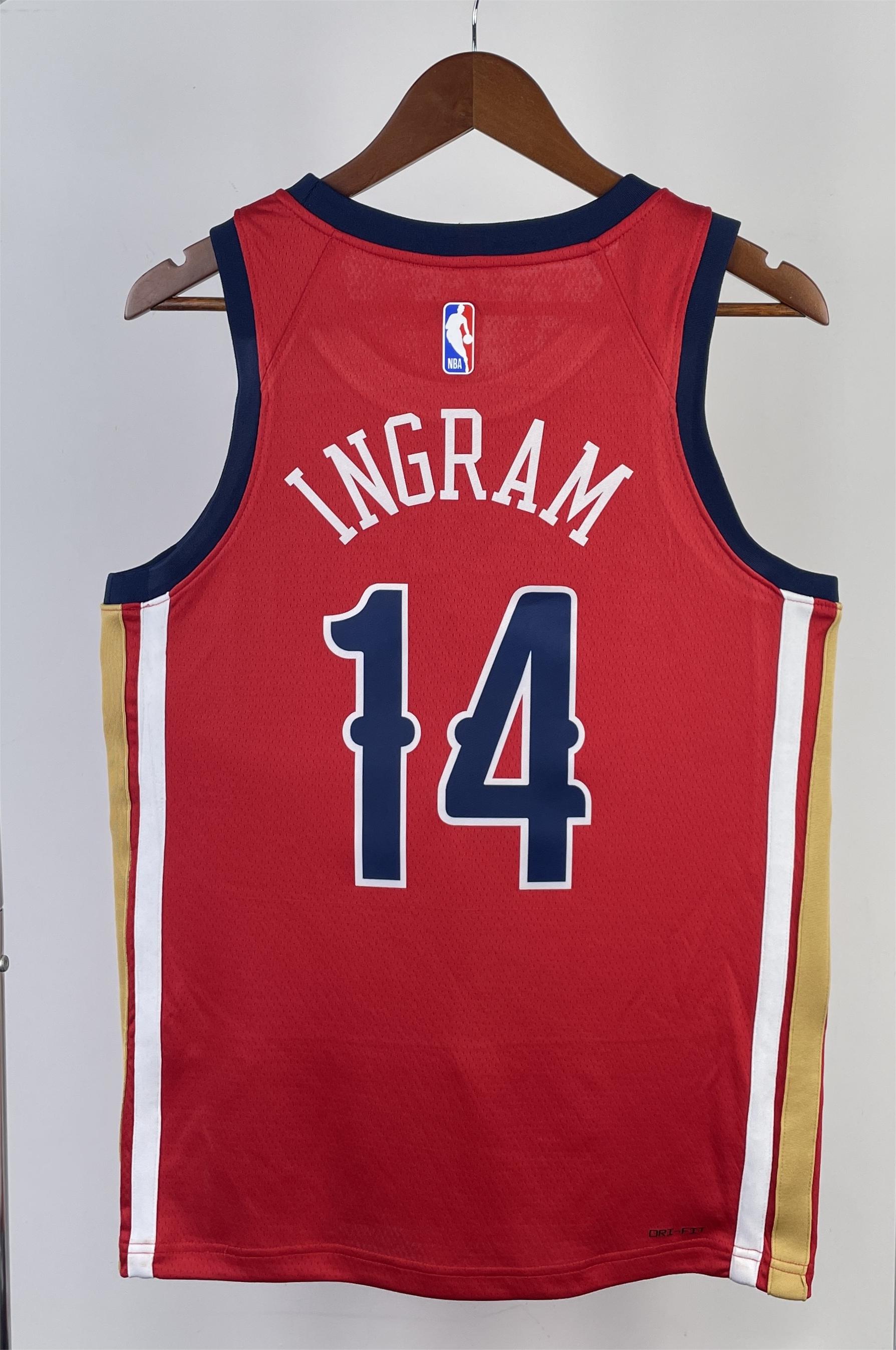 NBA Men 2024 New Orleans Pelicans Red with Jordan Logo #14 INGRAM Jersey High Quality Name and Number Print - leoleo123123