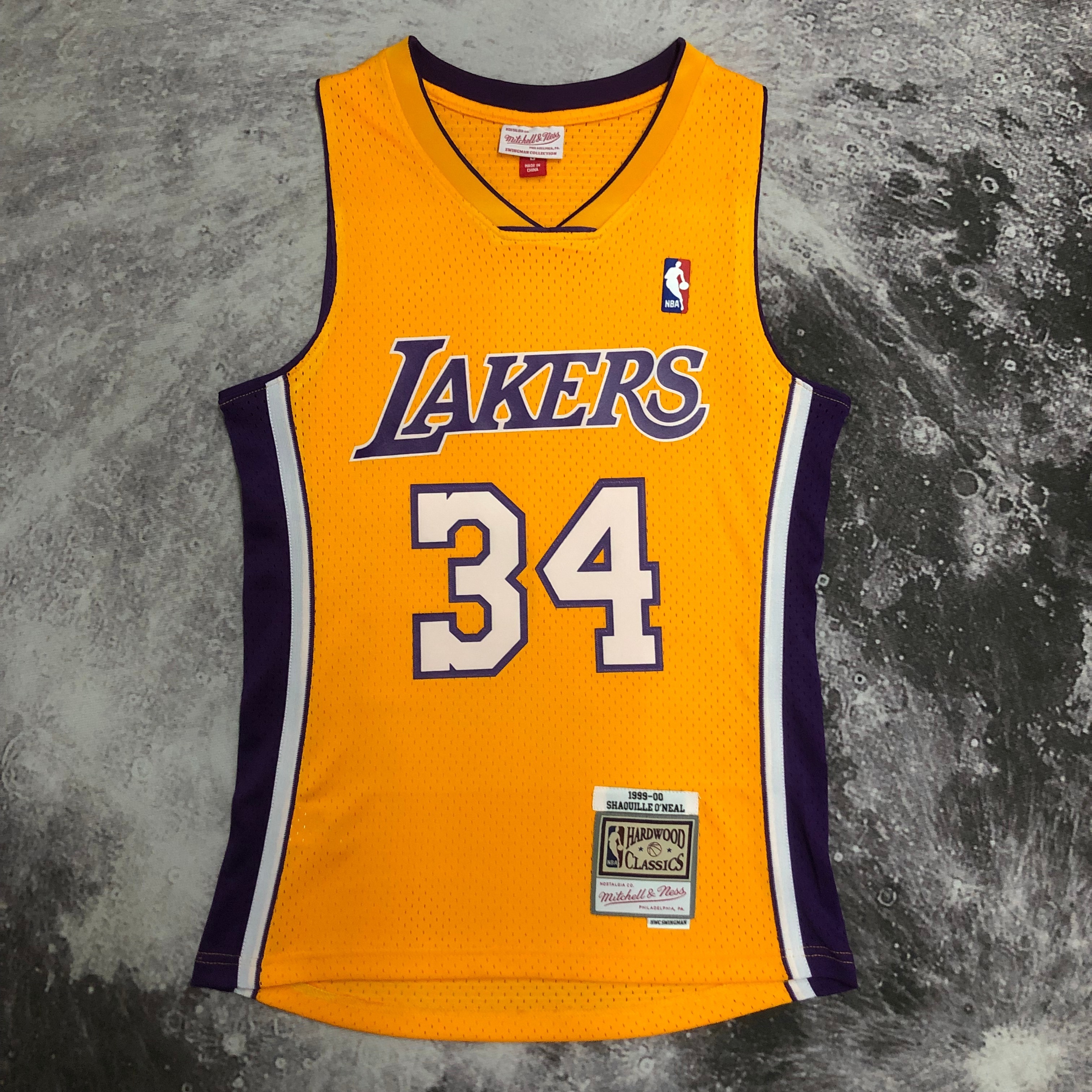 NBA Men Season 99-00 Los Angeles Lakers Yellow #34 O'NEAL Jersey High Quality Name and Number Print - leoleo123123