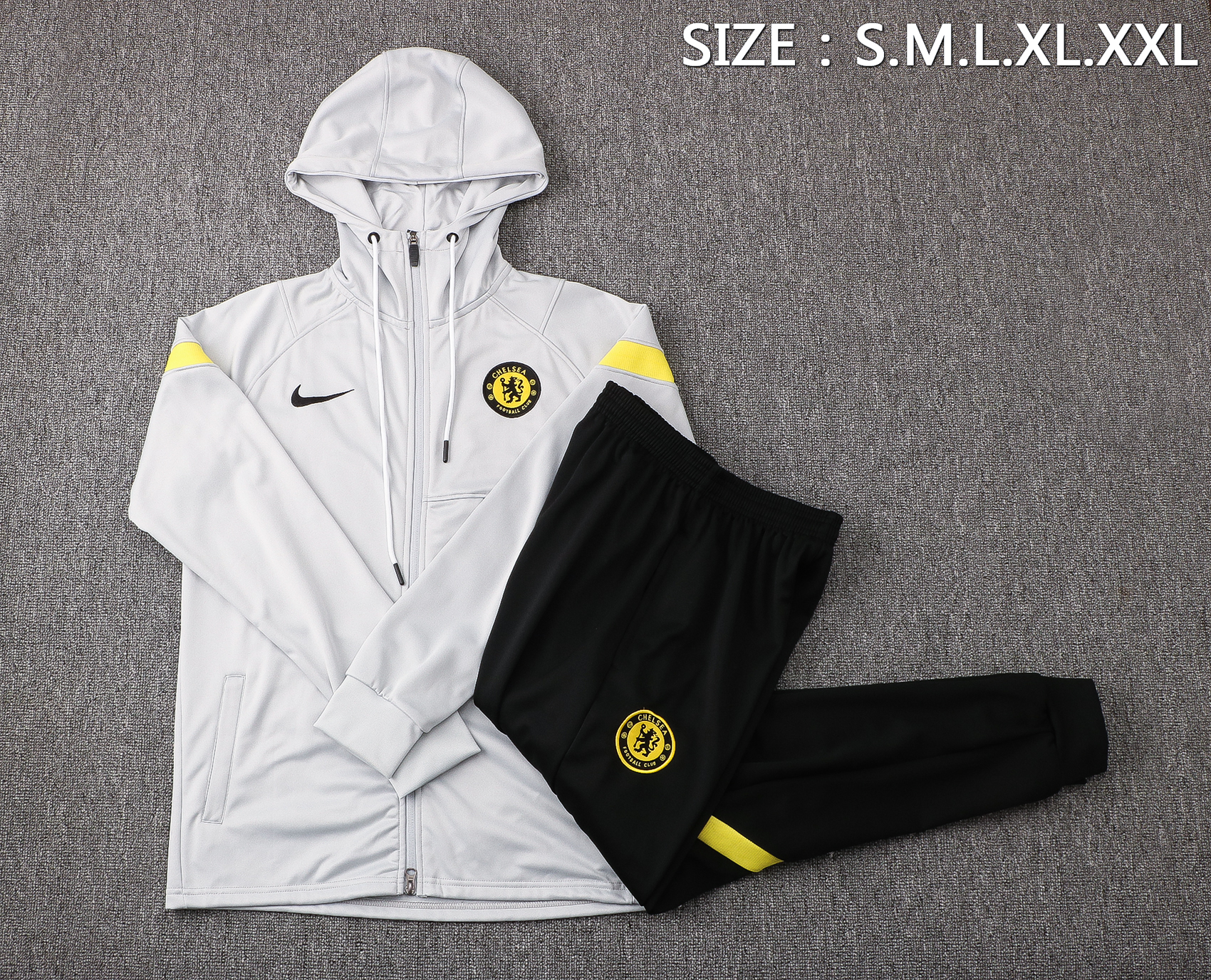 21/22 Chelsea Light Grey Jacket Tracksuit with Cap Thai Quality - leoleo123123