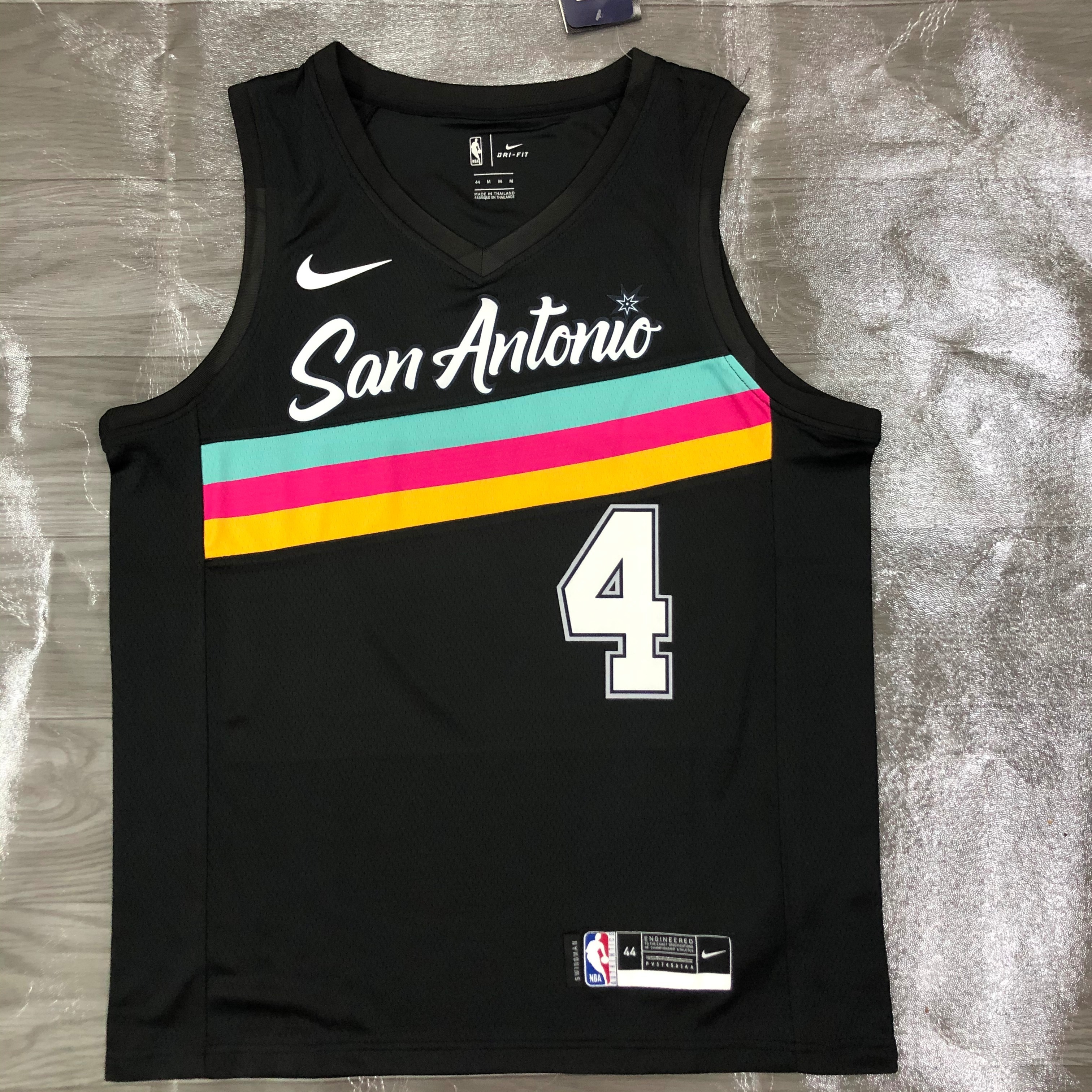 NBA Season 2021 Men San Antonio Spurs Black City #4 WHITE Jersey High Quality Name and Number Print - leoleo123123