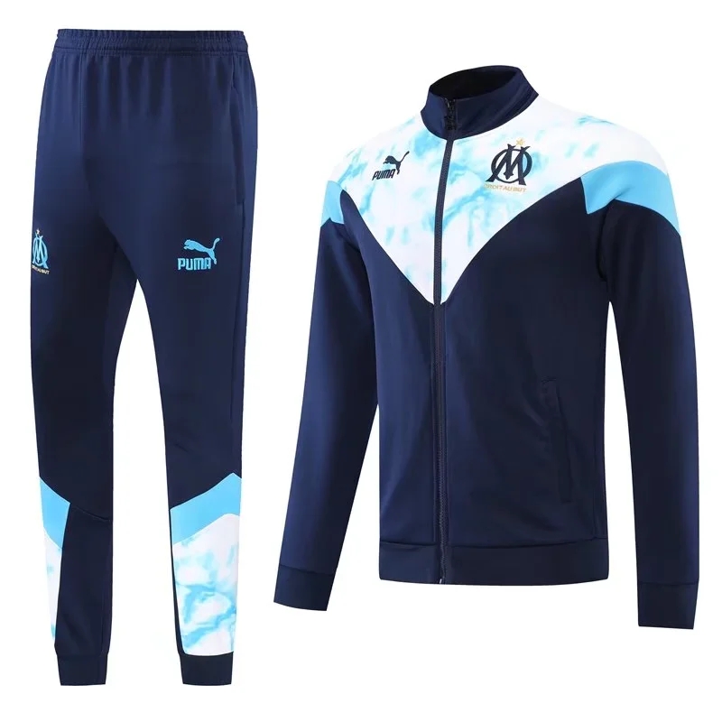 22-23 Marseille Blue with White Jacket Tracksuit Thai Quality - leoleo123123