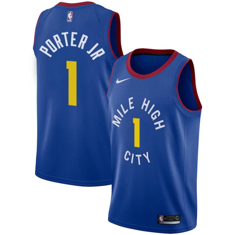 NBA Men Denver Nuggets Blue City #1 PORTER JR Jersey High Quality Name and Number Print - leoleo123123