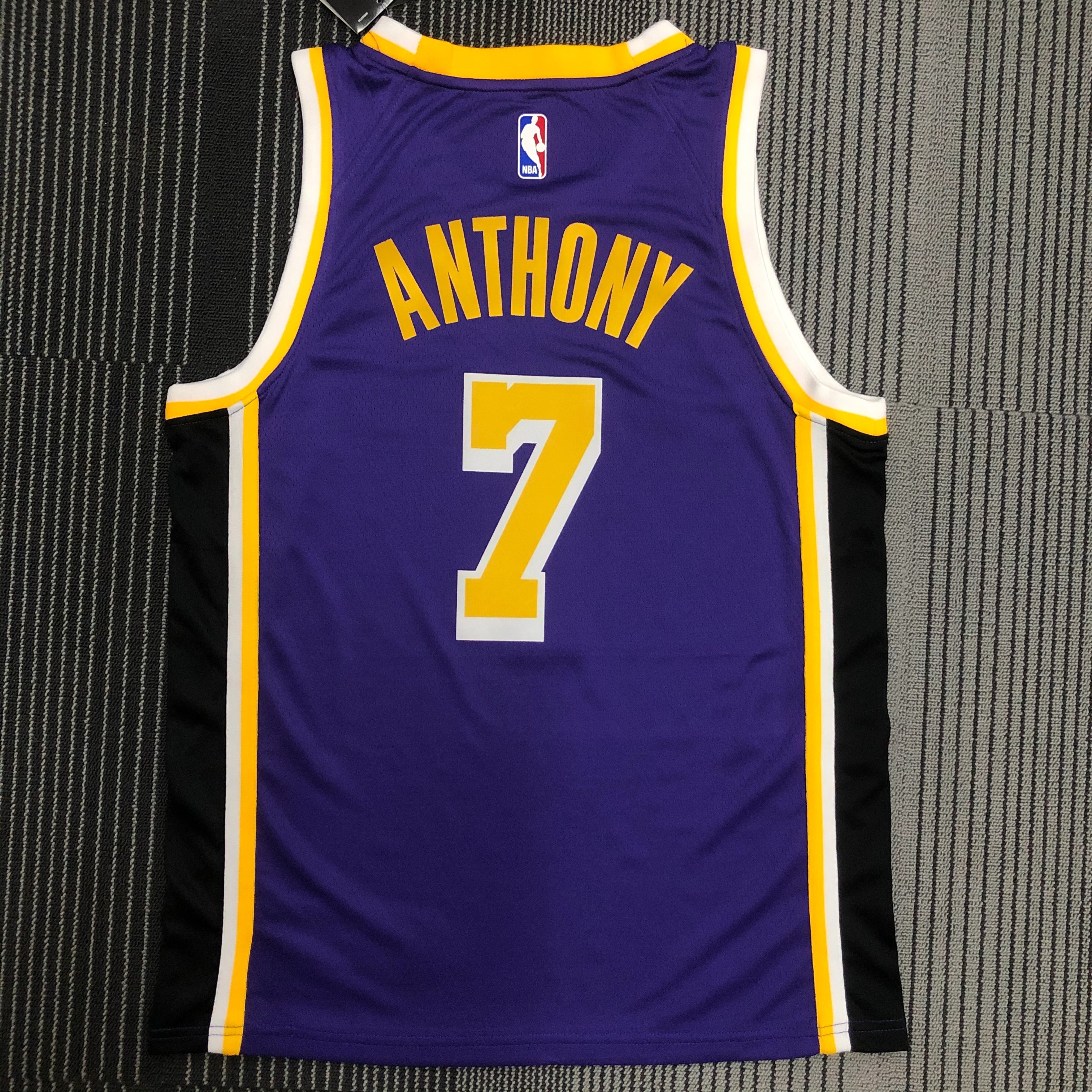 NBA Men Season 2021 Los Angeles Lakers #7 ANTHONY Purple Round Neck with Jordan logo Jersey High Quality Name and Number Print - leoleo123123