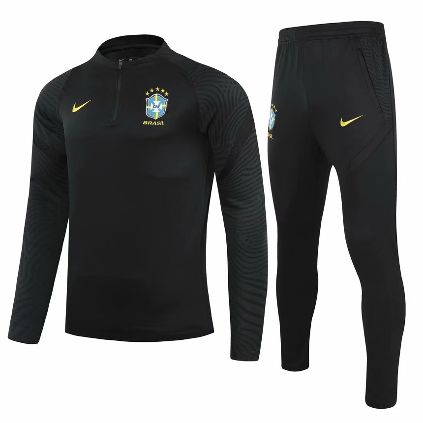 20-21 Brazil Black with Zipper Sweater Tracksuit Thai Quality - leoleo123123