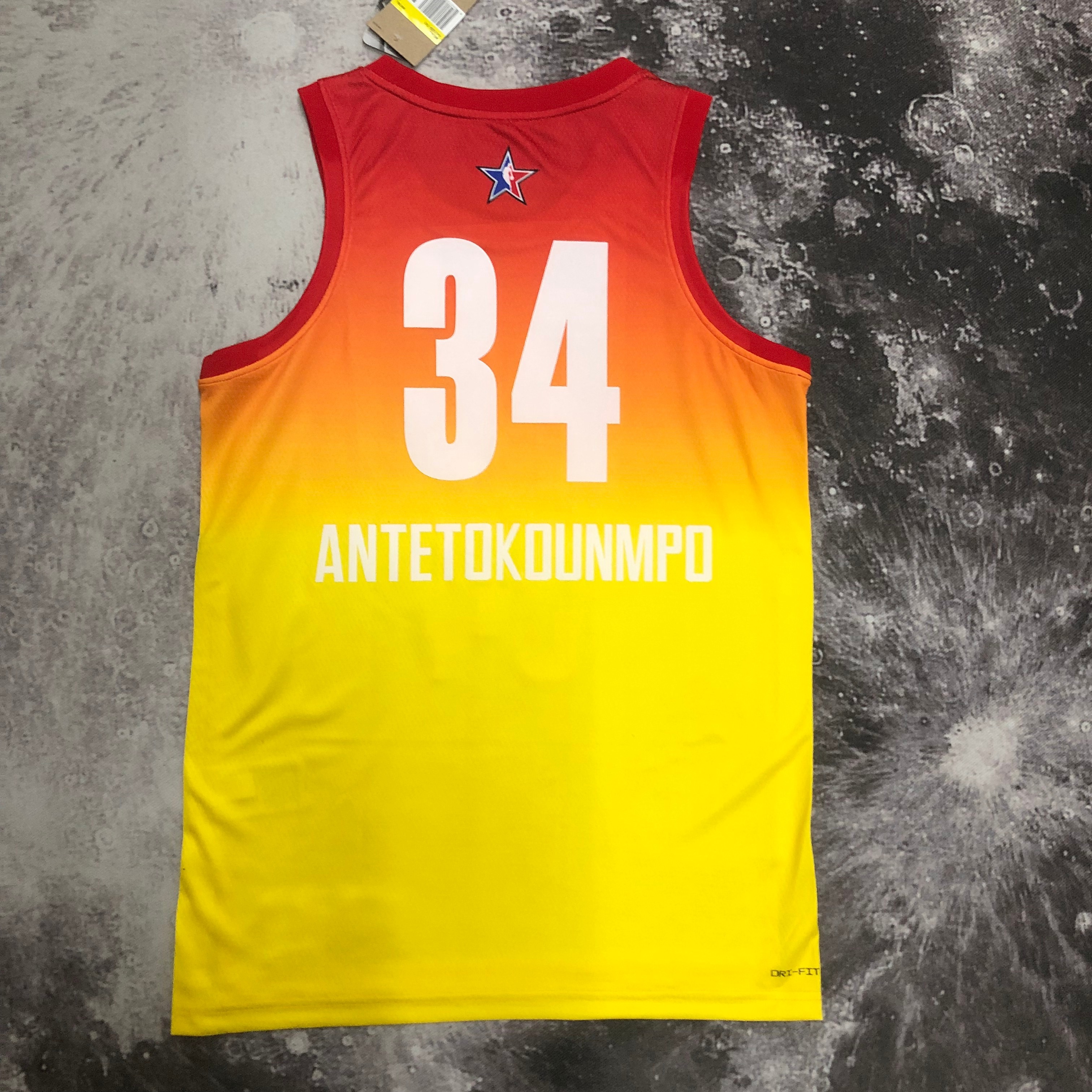 NBA Men All Stars 2023 Milwaukee Bucks Yellow #34 ANTETOKOUNMPO Jersey High Quality Name and Number Print - leoleo123123