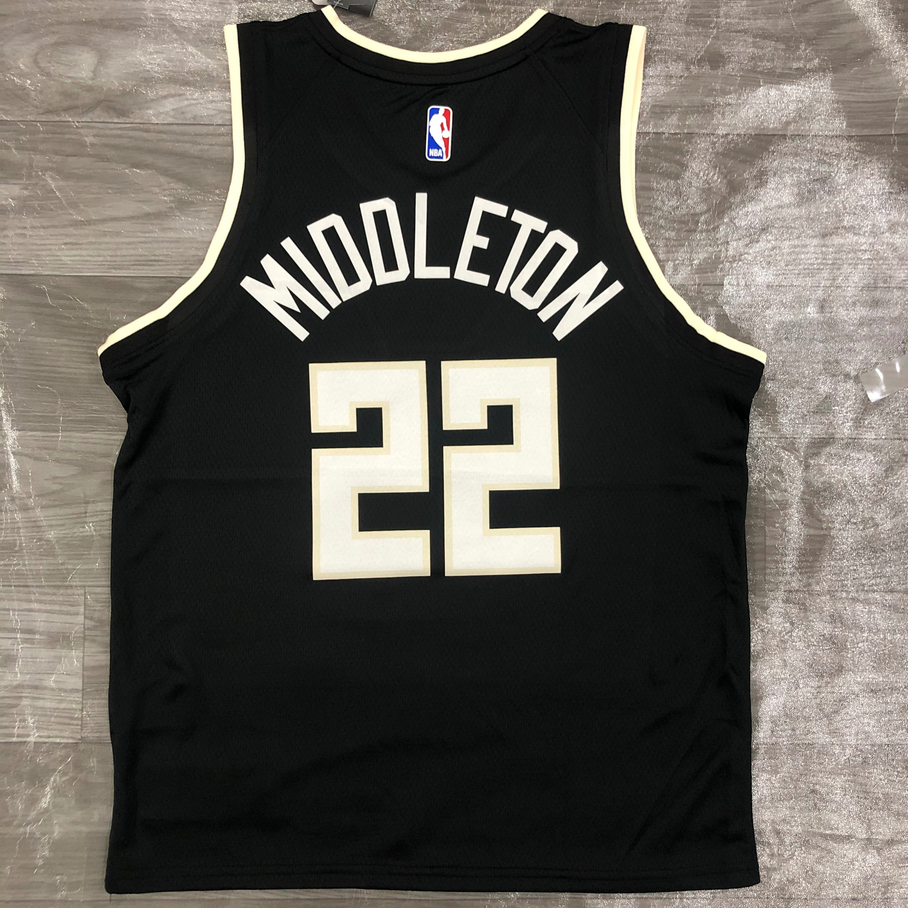 NBA Men Season 2021 Milwaukee Bucks Black #22 MIDDLETON Jersey with Jordan Logo High Quality Name and Number Print - leoleo123123