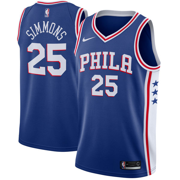 NBA Men Philadelphia 76ers Blue #25 SIMMONS Jersey High Quality Name and Number Print - leoleo123123