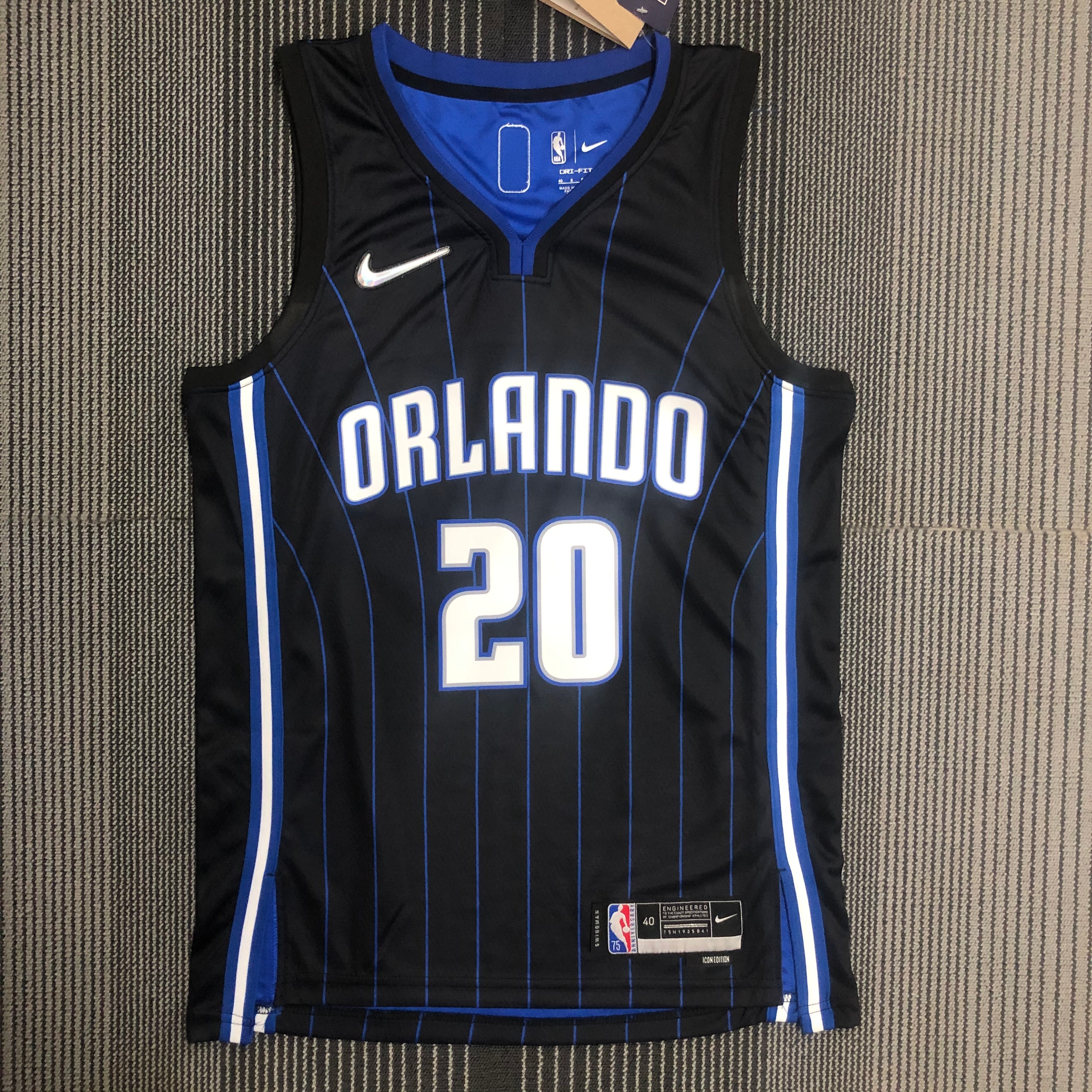 NBA Season 75th Anniversary Orlando Magic #20 FULTZ Black Jersey High Quality Name and Number Print - leoleo123123