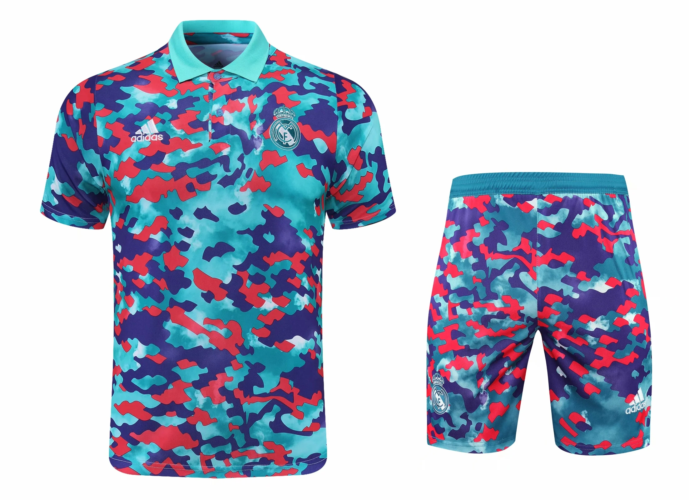 21-22 Real Madrid Camouflage Polo Training Set--Short sleeve and Short Pant Training Tracksuit - leoleo123123