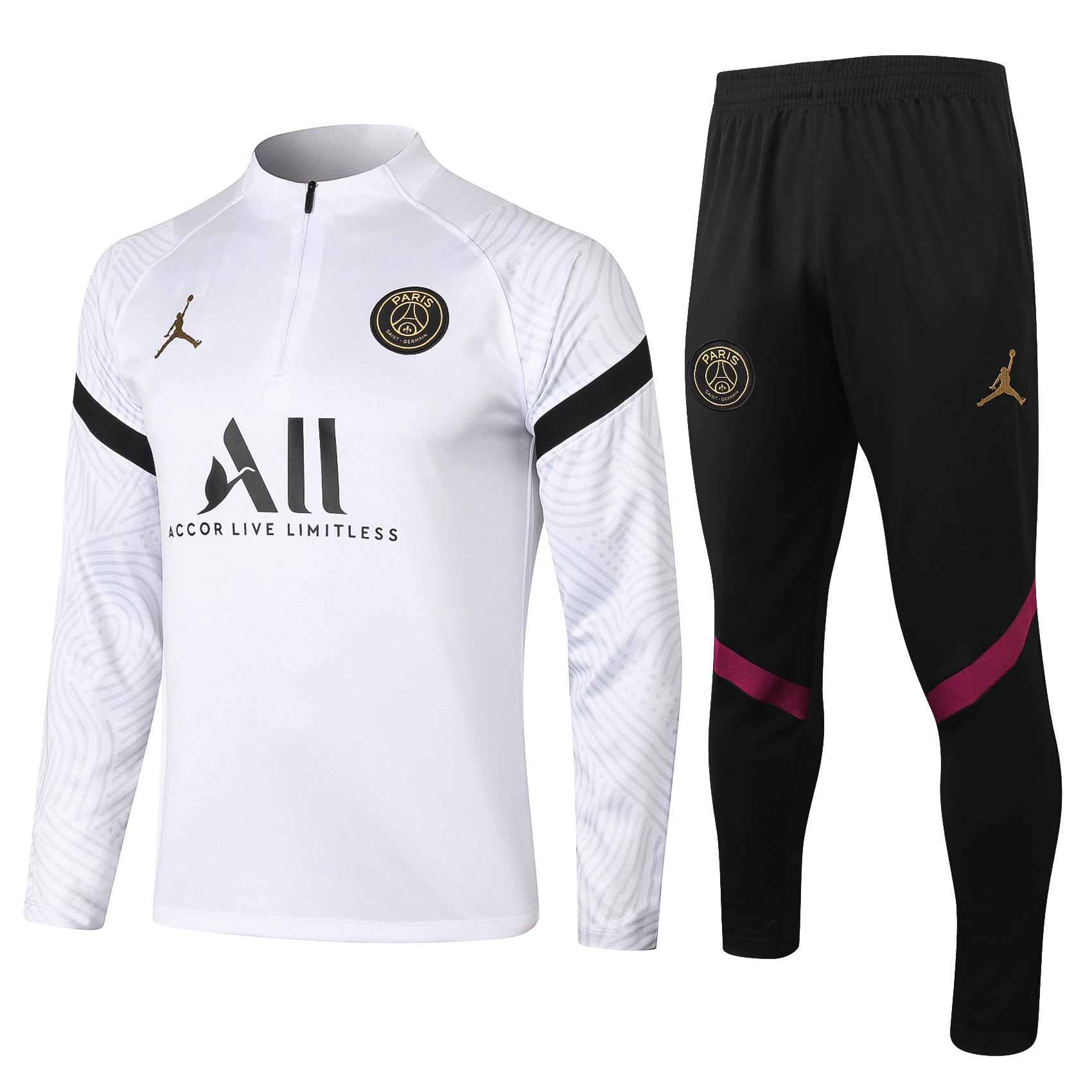 21-22 PSG Jordan White Sweater Tracksuit with Zipper Thai Quality - leoleo123123
