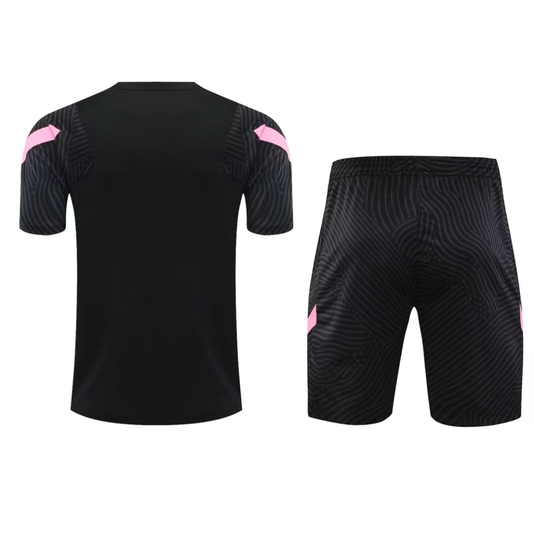 21/22 Barcelona Black Training Set--Short Sleeve and Short Pant Training Tracksuit - leoleo123123