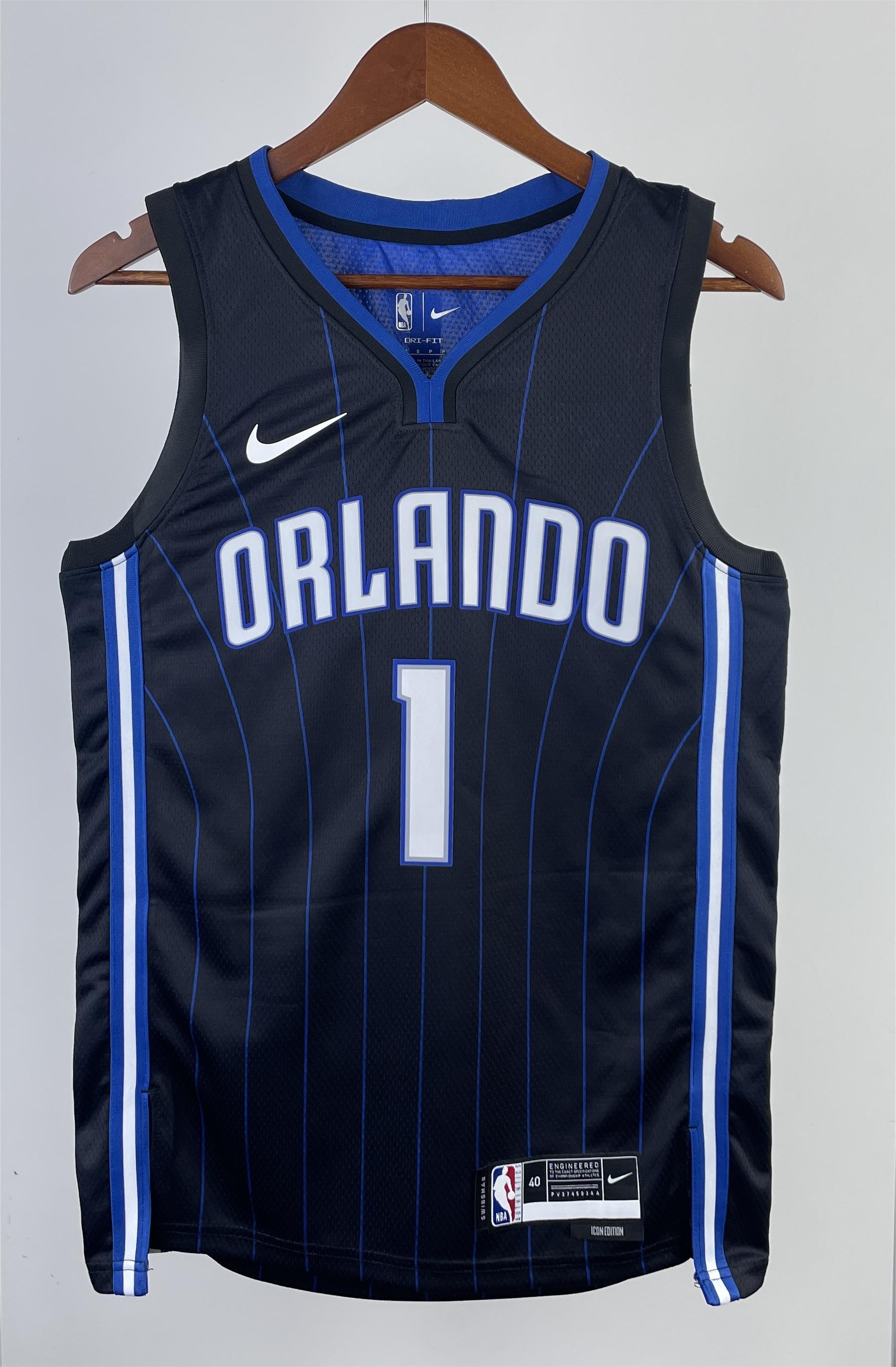 NBA Season 2023 Orlando Magic Black Stripe #1 McGRADY Jersey High Quality Name and Number Print - leoleo123123